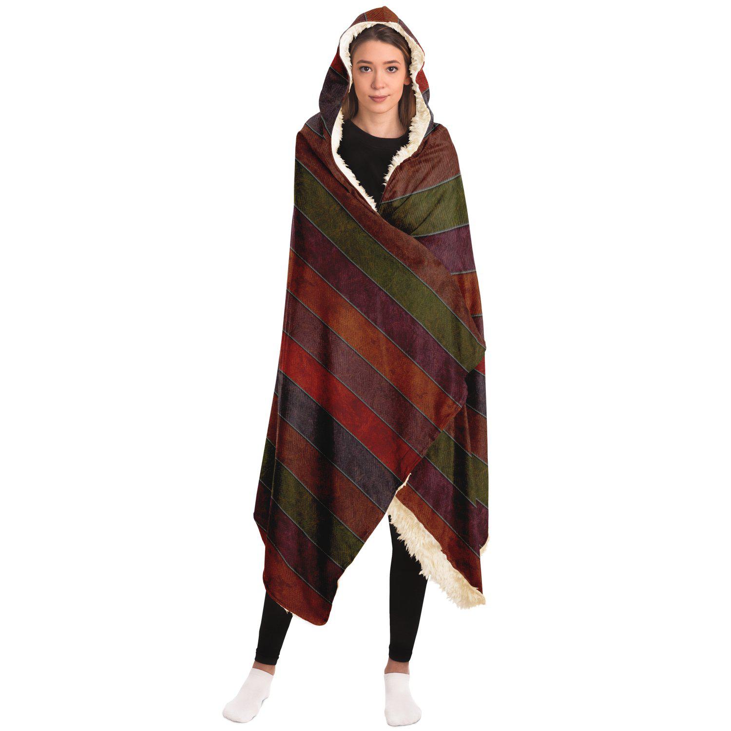 Hooded Blanket - AOP Earth Tones Contemporary Hooded Blanket