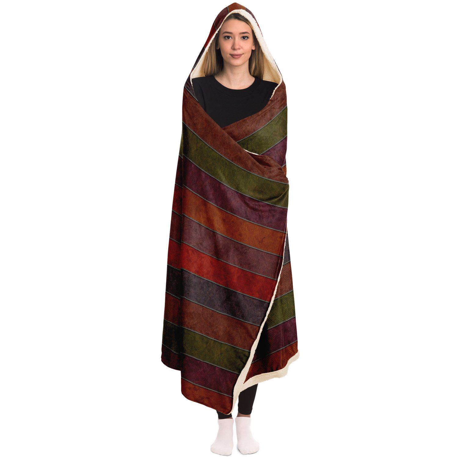 Hooded Blanket - AOP Earth Tones Contemporary Hooded Blanket