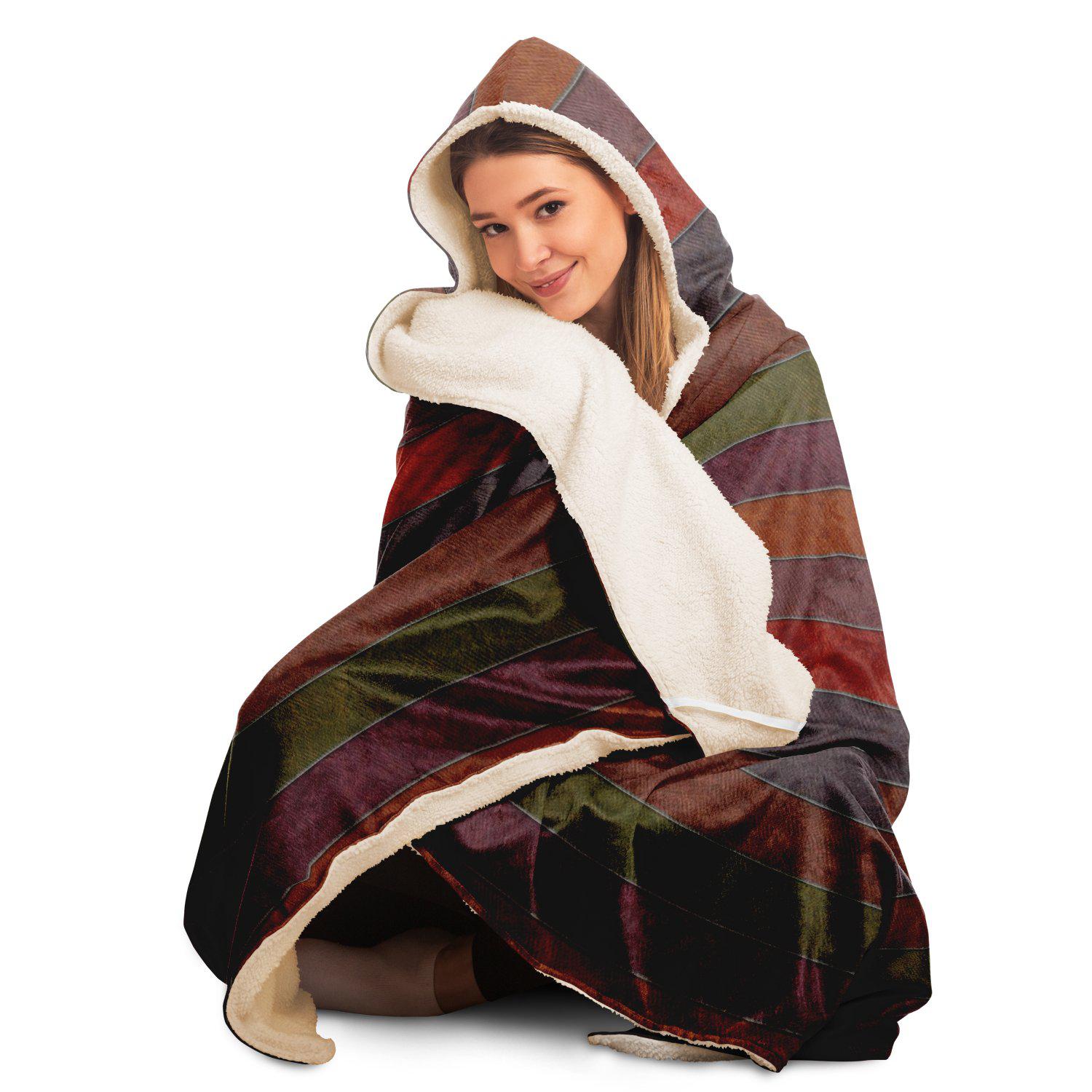 Hooded Blanket - AOP Earth Tones Contemporary Hooded Blanket