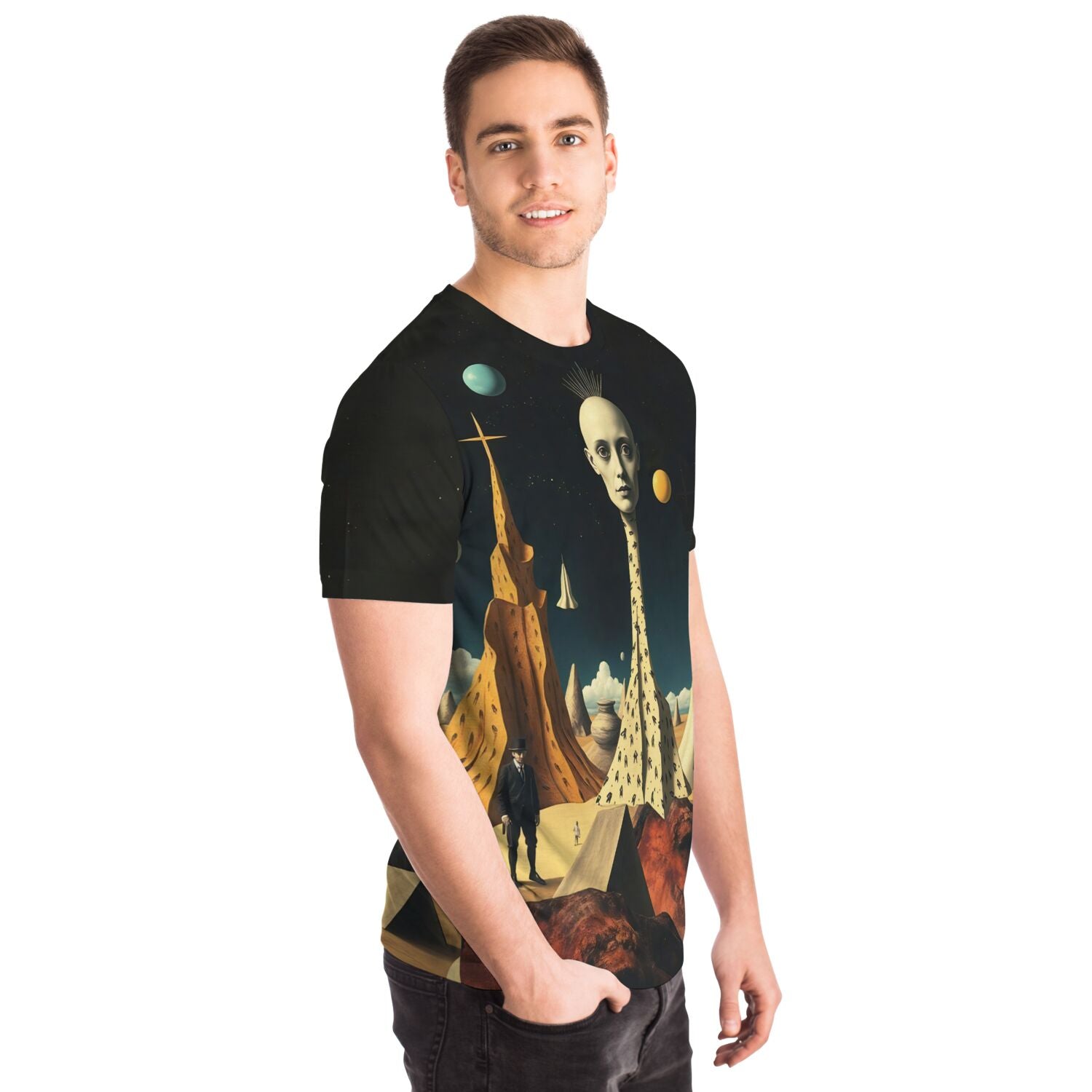 Surrealist Art, Alien Gods Planet, Dali Collage, Trippy Vintage 420 Retro Art, All-Over-Print T-Shirt