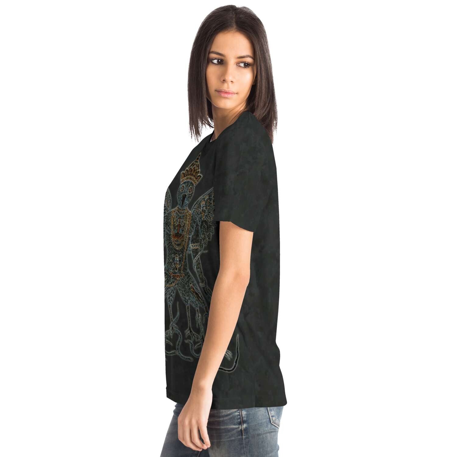 Embroidery-Style Garuda and Nagas Sacred Dharma Protector Buddhist, Vishnu Hindu Graphic Art Tee T-Shirt