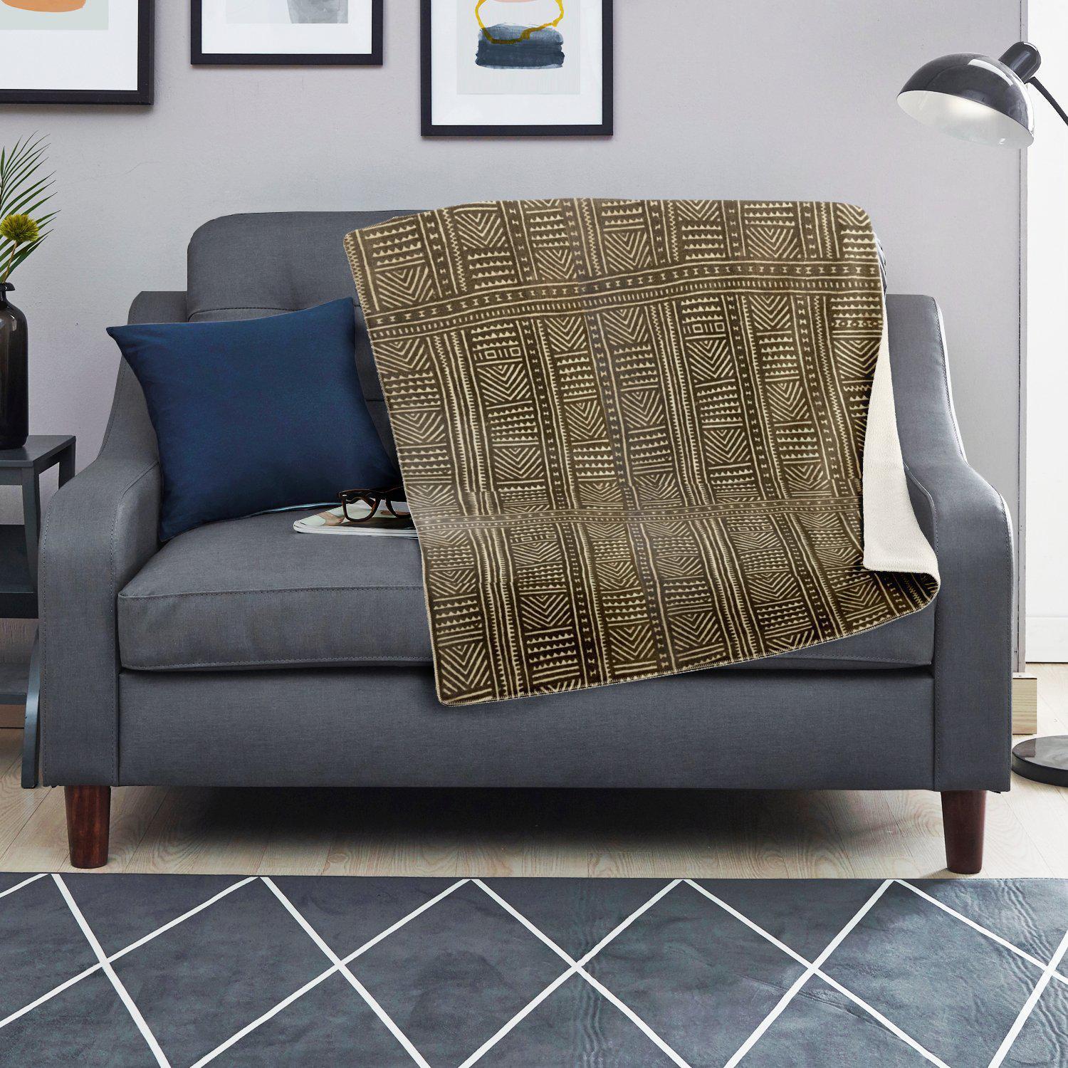 Fleece Blanket, African Mali Mudcloth Traditional Design