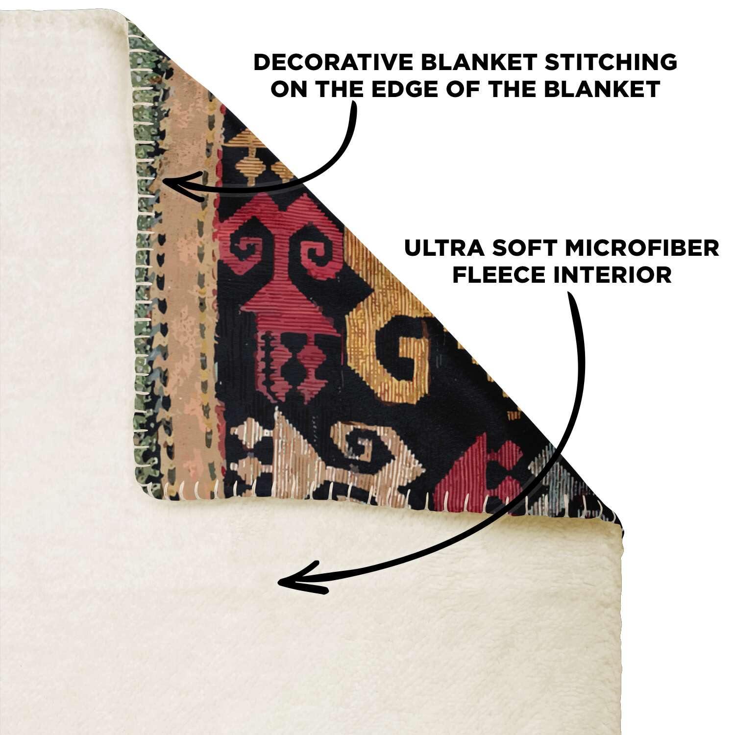 Sherpa Fleece Blanket Fleece Blanket: Antique Lakai-Tribe Design