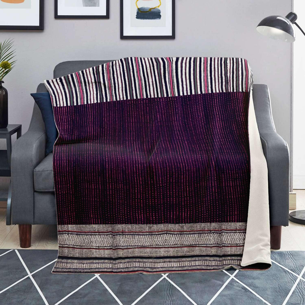 Fleece Blanket, Antique Laos Traditional Design