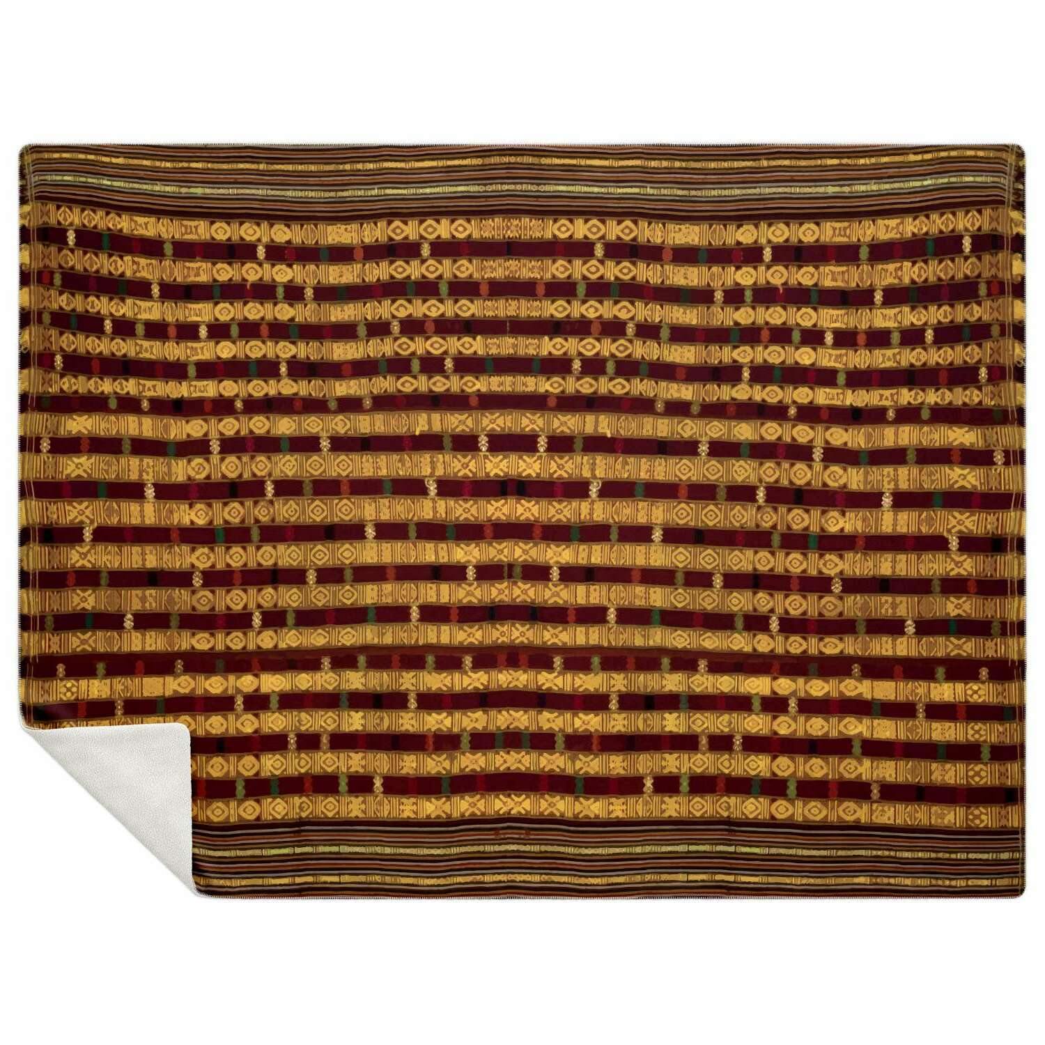 Sherpa Fleece Blanket M Fleece Blanket: Kira Culture (Bhutan) Traditional Design