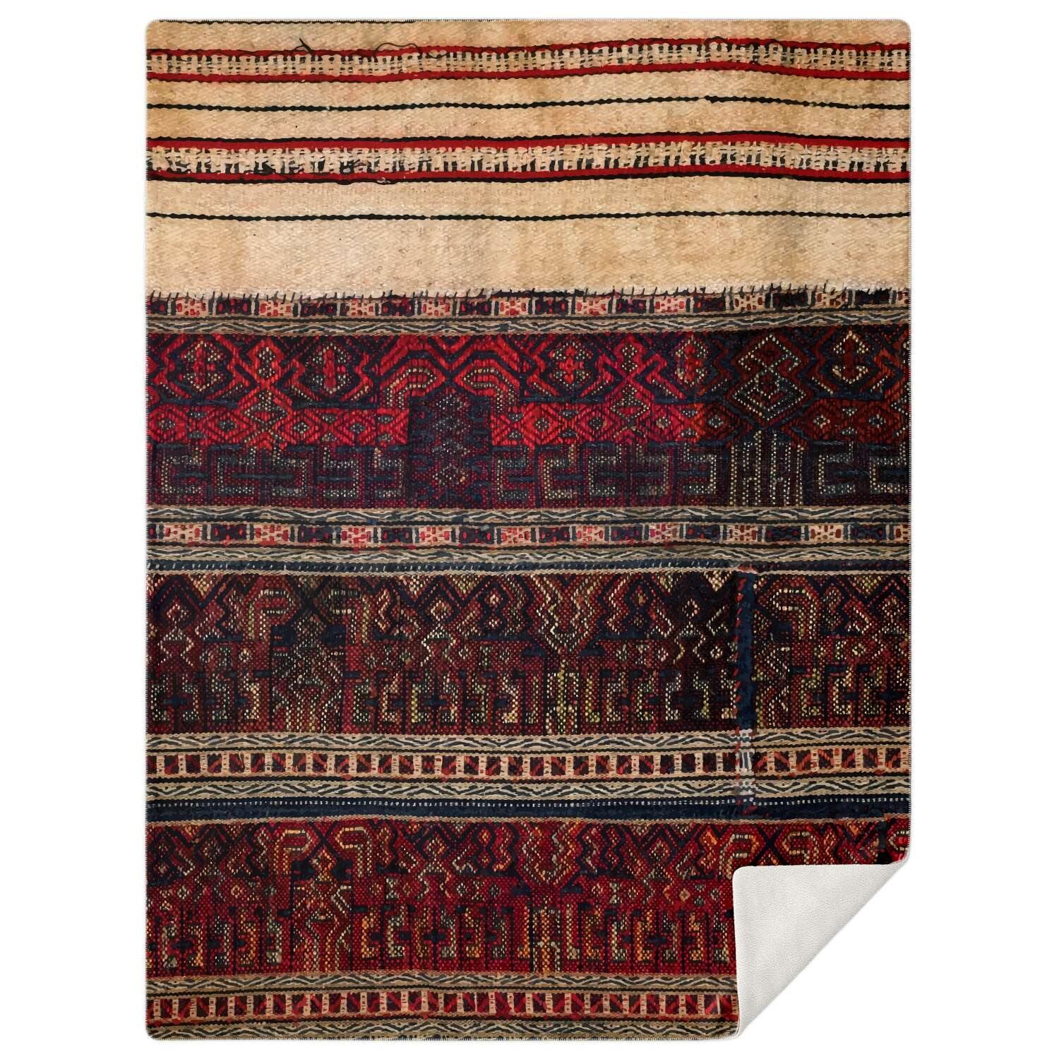 Sherpa Fleece Blanket M Fleece Blanket - Li Culture Traditional Woven Design