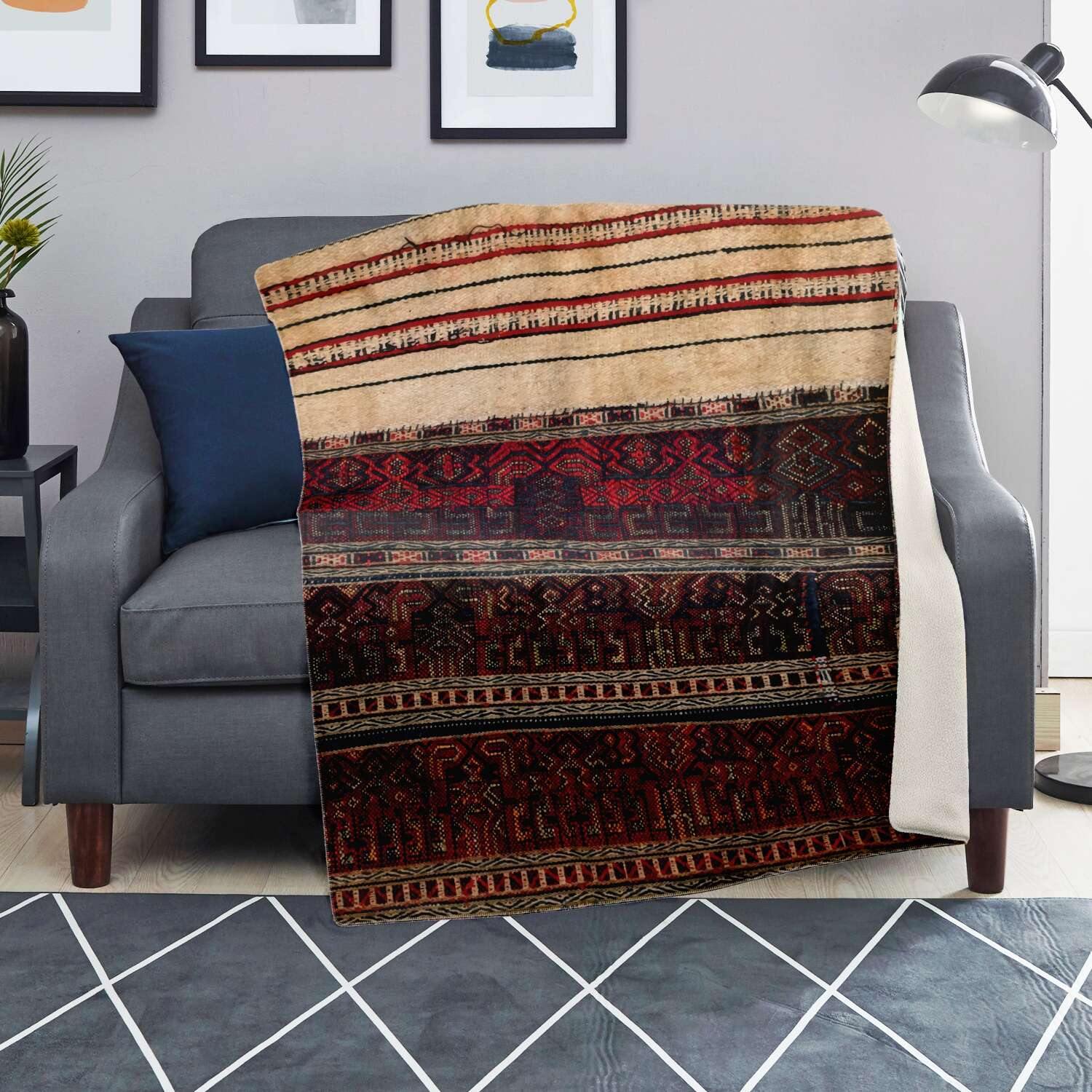 Sherpa Fleece Blanket Fleece Blanket - Li Culture Traditional Woven Design