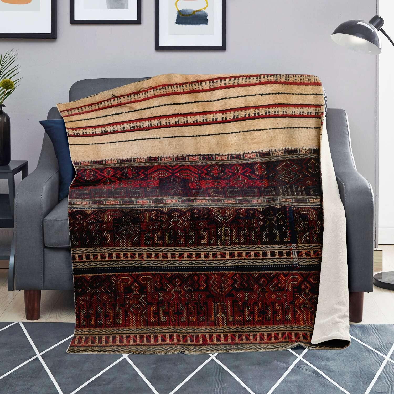 Sherpa Fleece Blanket Fleece Blanket - Li Culture Traditional Woven Design