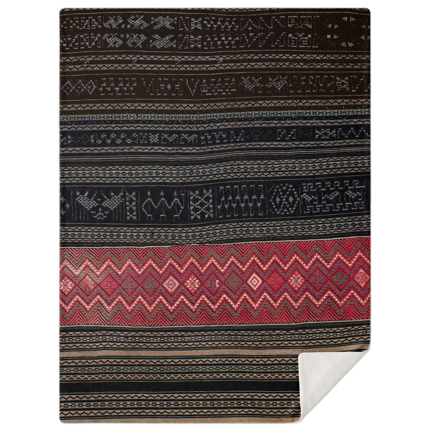 Sherpa Fleece Blanket M Fleece Blanket - Li Tribe Ethnic Textile Design