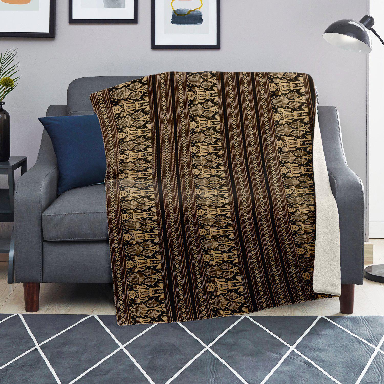 Sherpa Fleece Blanket Fleece Blanket - Lombok Island Ikat Design (Indonesia)