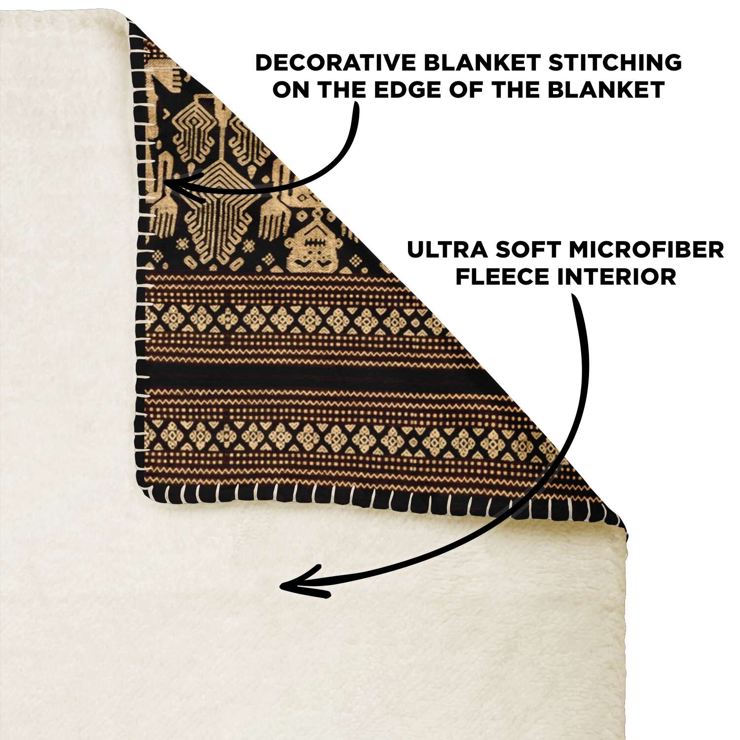 Sherpa Fleece Blanket Fleece Blanket - Lombok Island Ikat Design (Indonesia)