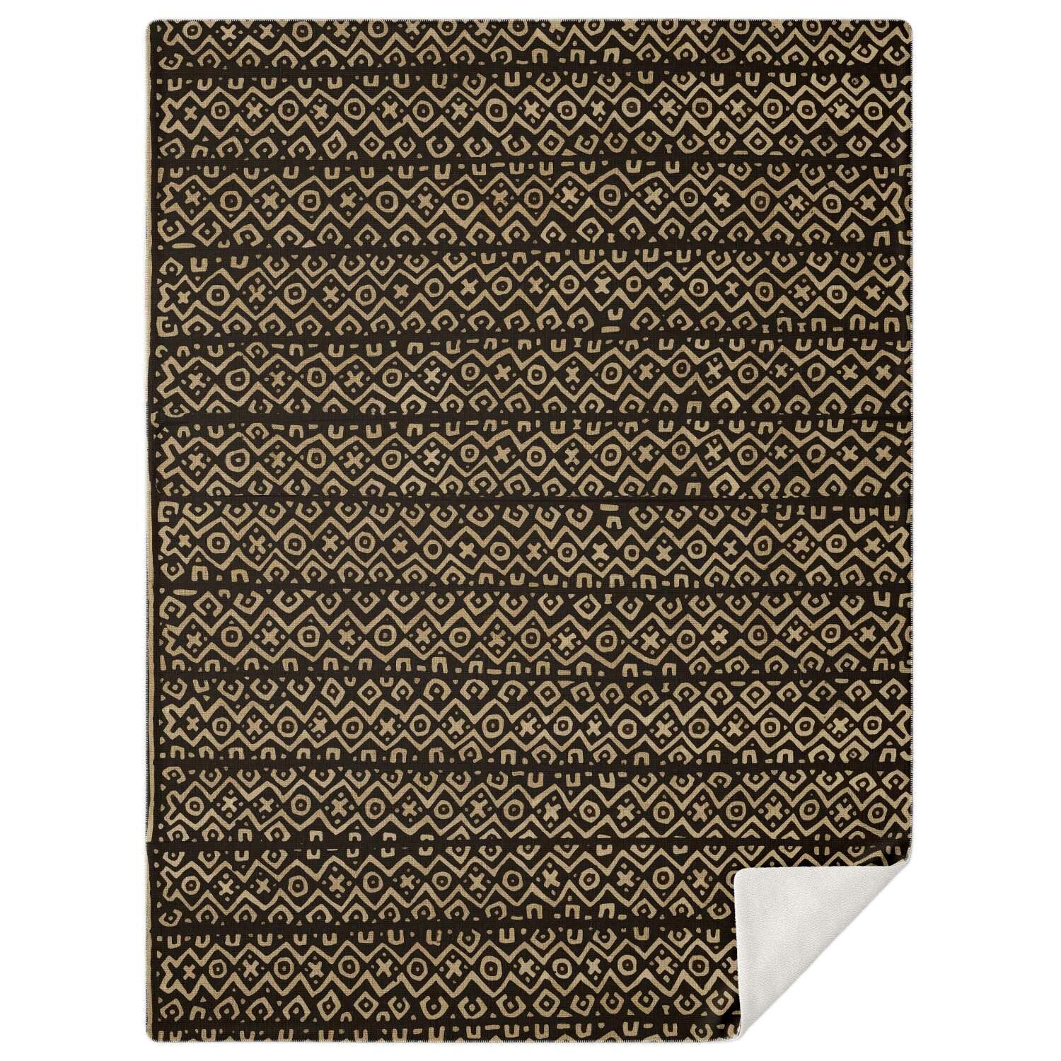 Fleece Blanket - Mali Mudcloth Traditional African Design