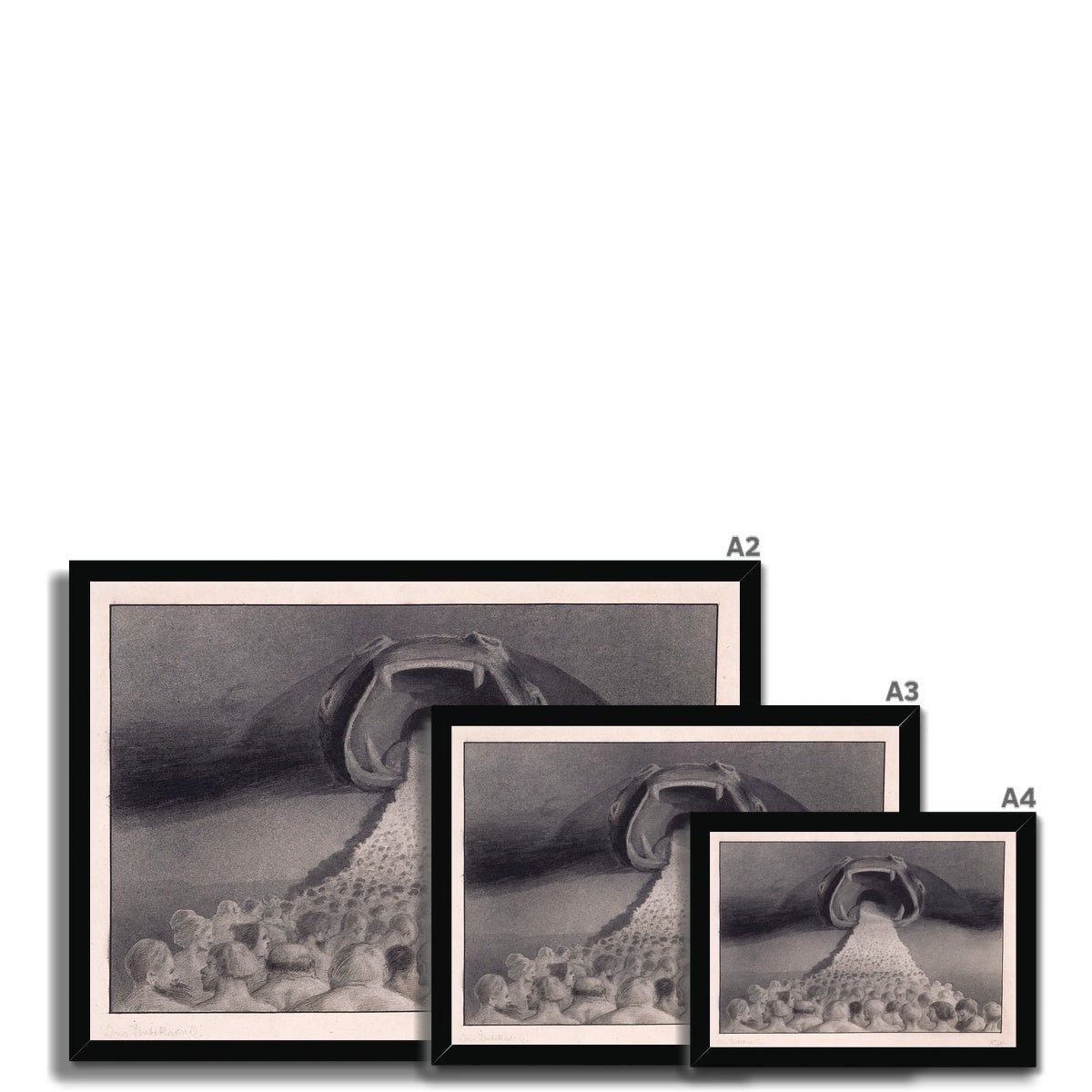 Framed Print A4 Landscape / Black Frame Framed Alfred Kubin - Into The Unknown Symbolist Surreal Wall Art Antique Gothic Supernatural Decor Dark Occult Framed Art Print