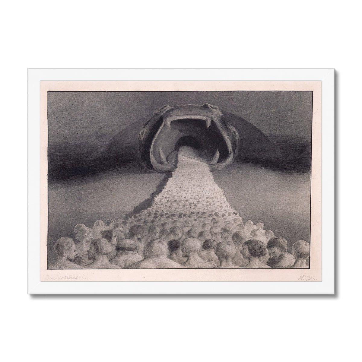 Framed Print A4 Landscape / White Frame Framed Alfred Kubin - Into The Unknown Symbolist Surreal Wall Art Antique Gothic Supernatural Decor Dark Occult Framed Art Print