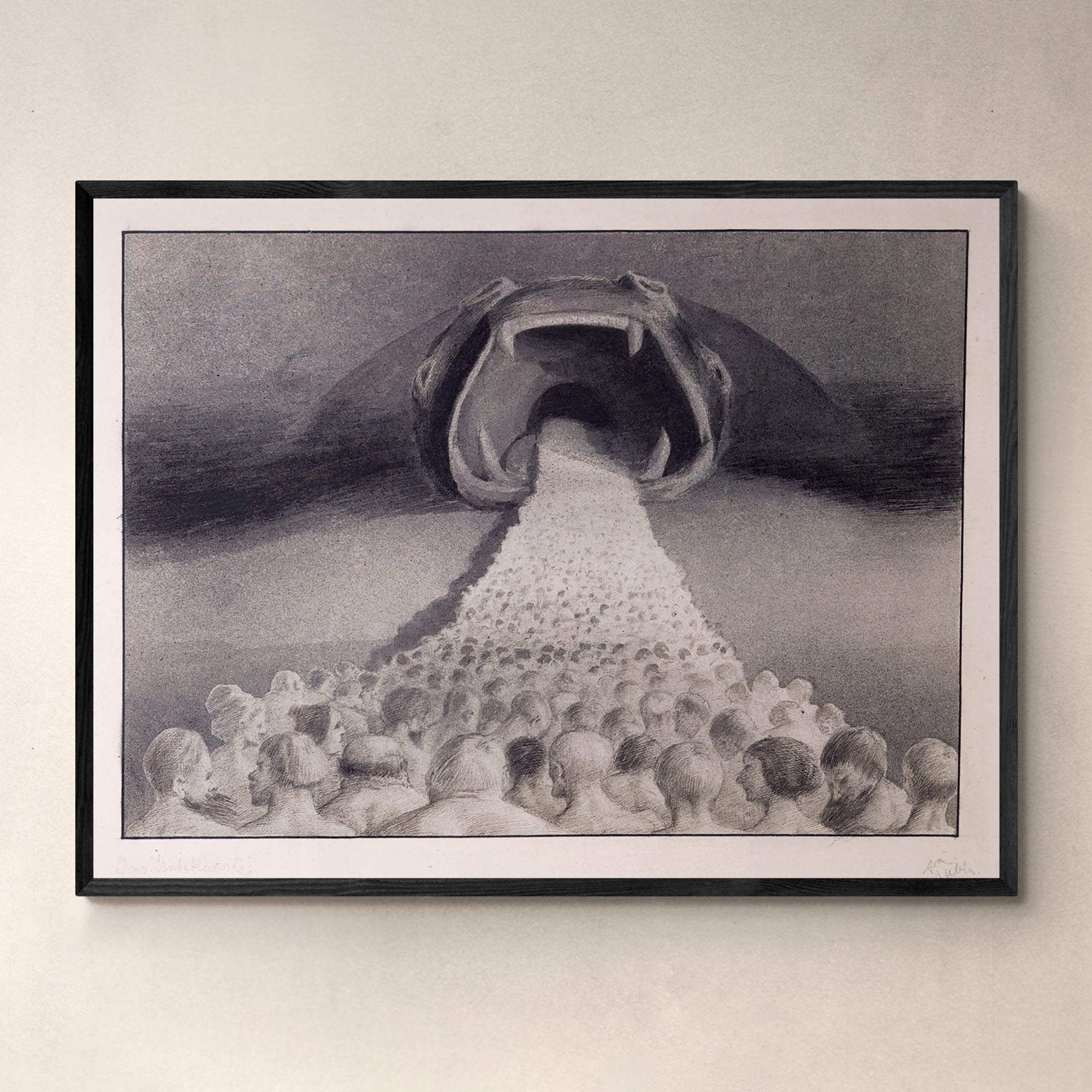 Framed Print A4 Landscape / Black Frame Framed Alfred Kubin - Into The Unknown Symbolist Surreal Wall Art Antique Gothic Supernatural Decor Dark Occult Framed Art Print