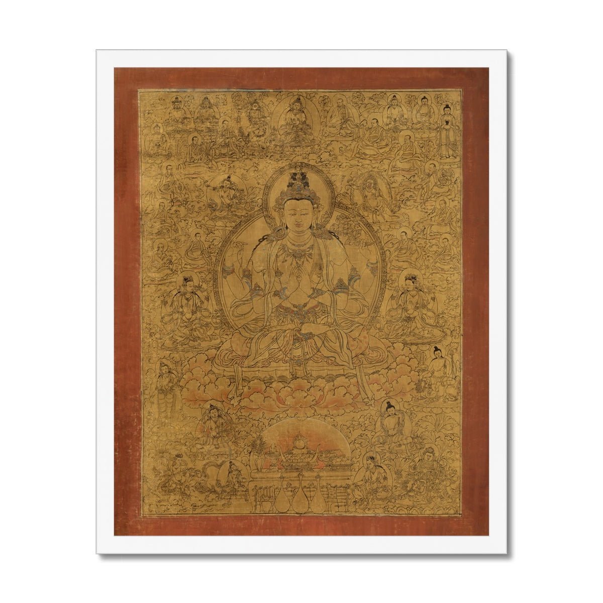 Framed Avalokiteshvara Buddha of Compassion | Guan Yin, Kuan Yin Bodhisattva | Meditation Mindfulness Yoga Framed Art Print