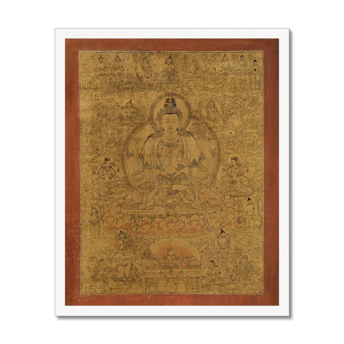 Fine art 6"x8" / White Frame Framed Avalokiteshvara Buddha of Compassion | Guan Yin, Kuan Yin Bodhisattva | Meditation Mindfulness Yoga Framed Art Print