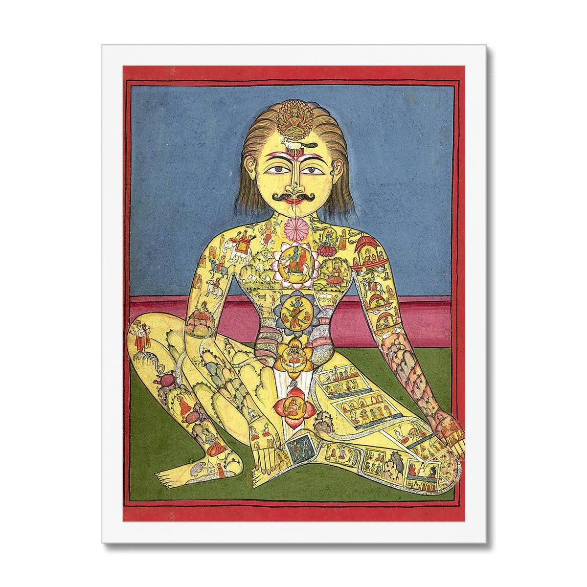 Framed Chakra Illustration, Kundalini Yoga Diagram, Indo-Tibetan Nadi and Kundalina Yoga Energy Framed Print
