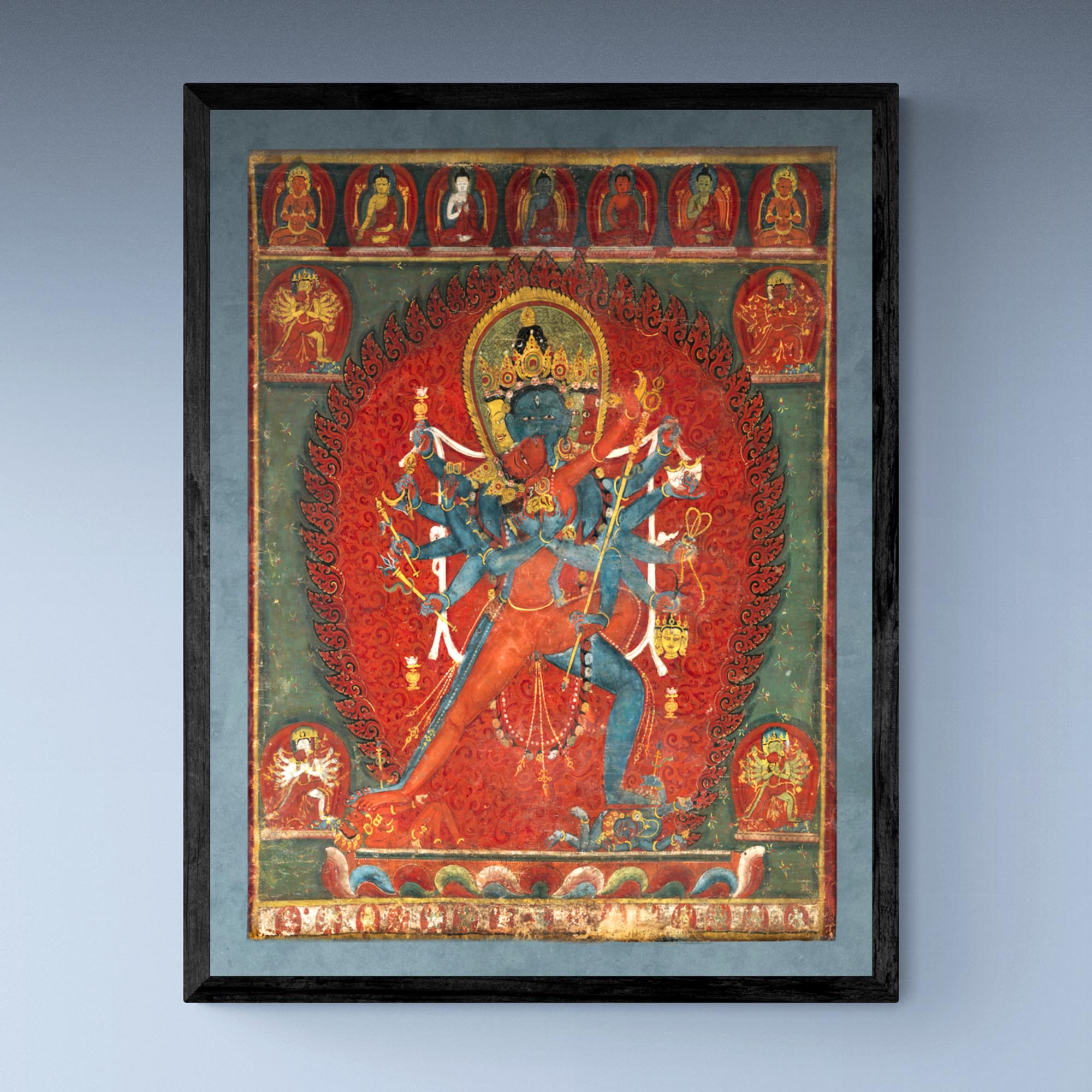 Framed Print 6"x8" / Black Frame Framed Chakrasamvara and Vajravahi Hindu and Buddhist Deities Tantric Antique Indian Shiva Yogic Dakini Yogini Erotic Eros Framed Art Print