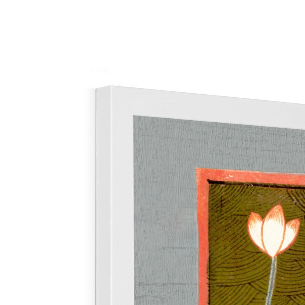 Framed Cosmic Universe Creation Mythology | Hindu Yoga Cosmology | Lotus Serpent Gift | Vintage Antique Vishnu on Ananta Framed Art Print