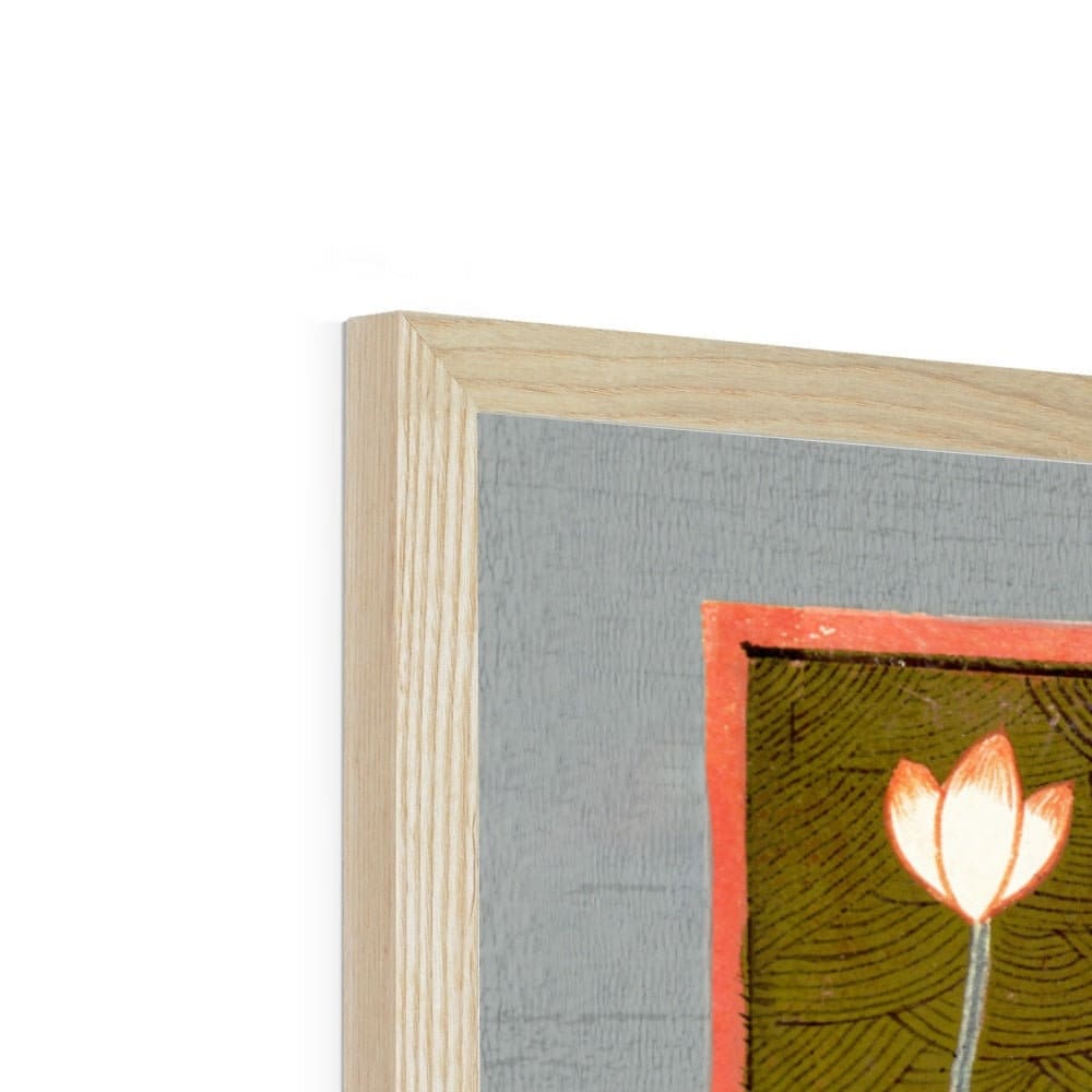 Framed Cosmic Universe Creation Mythology | Hindu Yoga Cosmology | Lotus Serpent Gift | Vintage Antique Vishnu on Ananta Framed Art Print