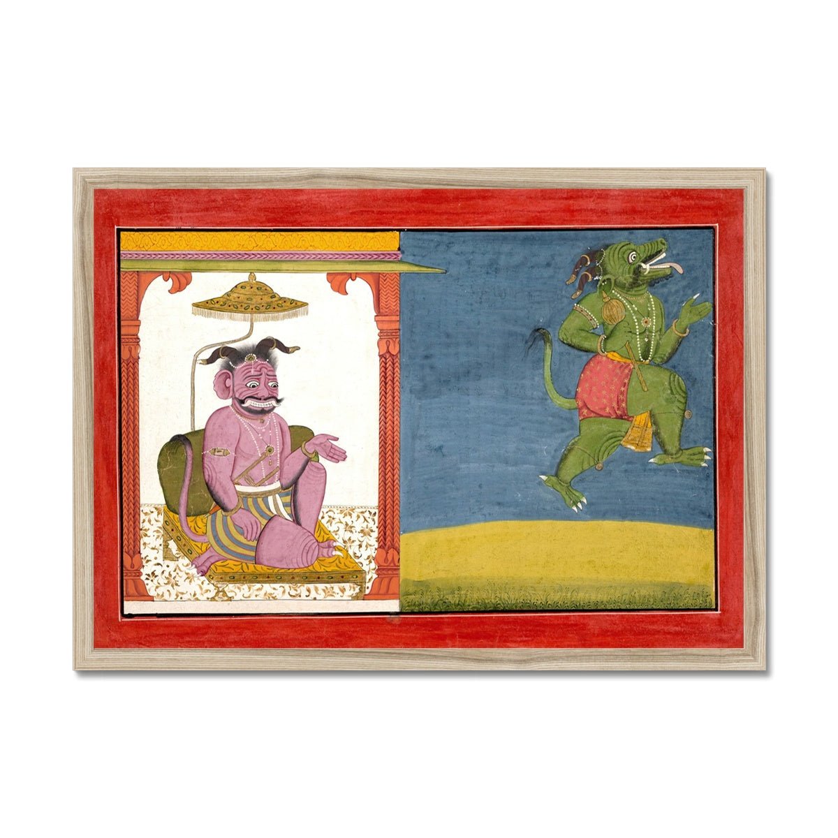 Framed Demon Hiranyaksha Departs the Demon Palace | Krishna Vishnu Indian Hindu Mythology Legend Framed Art Print