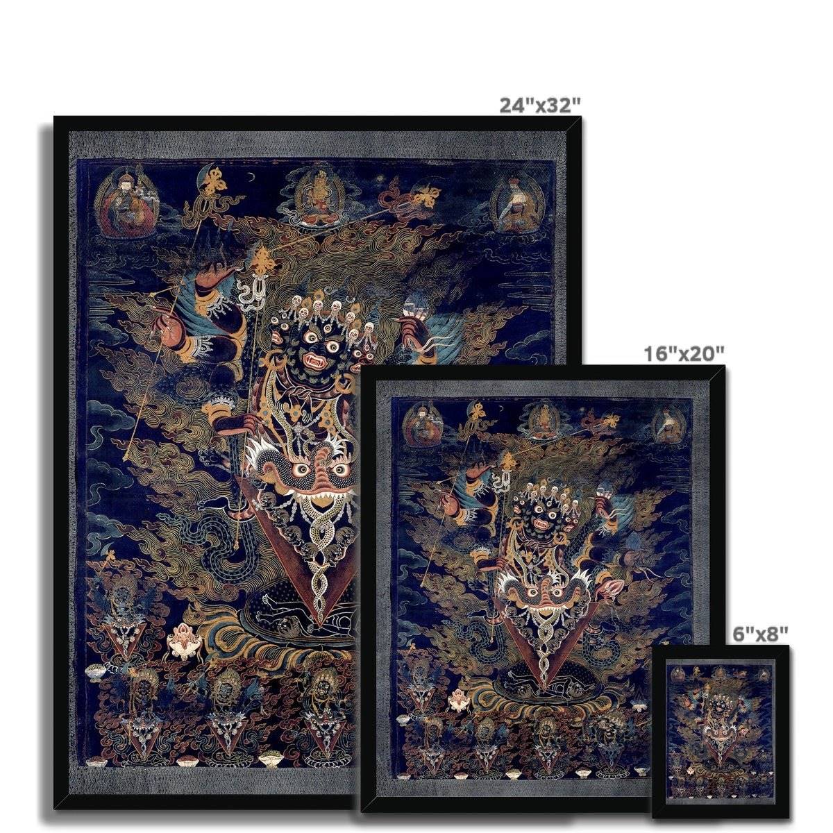 Framed Guru Dragpur or Vajrakila Wrathful Padmasambhava, Yantra Mandala, Tibetan Thangka Dharma Protector Vintage Buddhist Framed Art Print