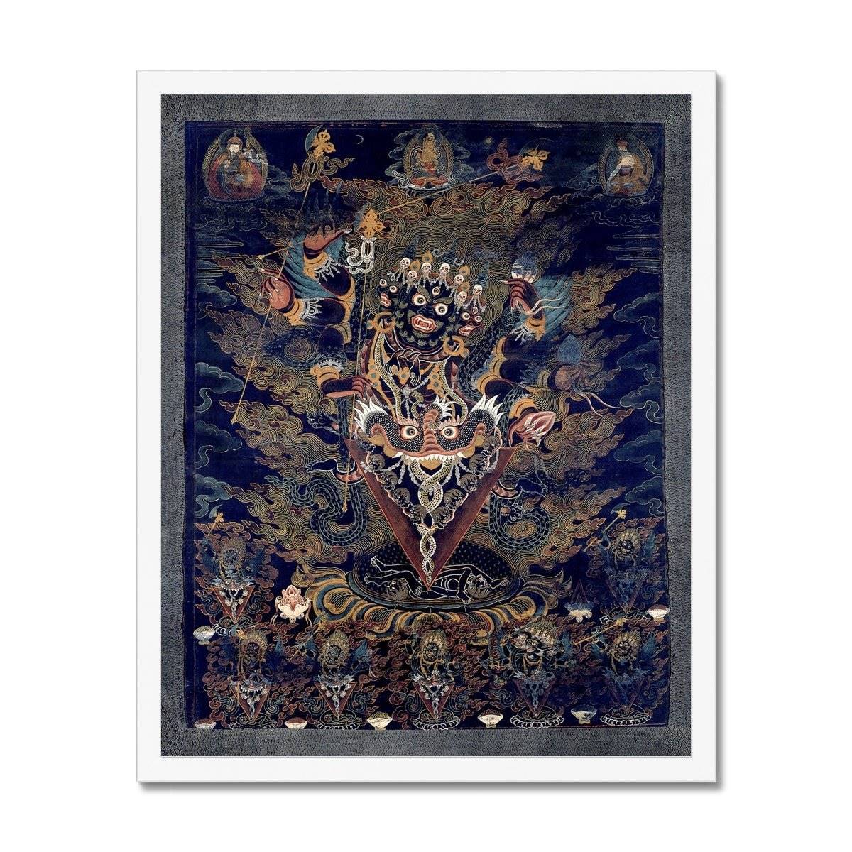 Framed Guru Dragpur or Vajrakila Wrathful Padmasambhava, Yantra Mandala, Tibetan Thangka Dharma Protector Vintage Buddhist Framed Art Print