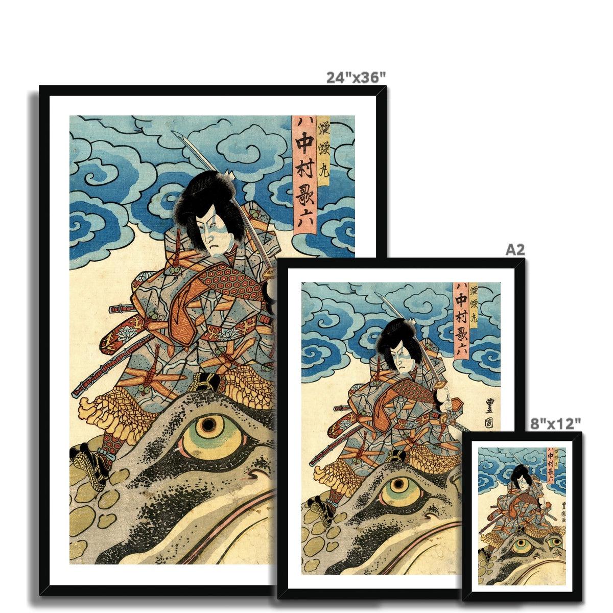 Framed Japanese Jiraiya Jiraya Giant Frog Toad Ninja Samurai Ukiyo-e Art Print