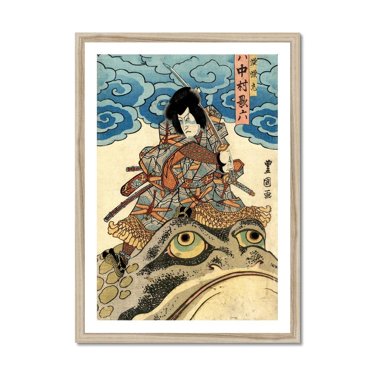 Framed Japanese Jiraiya Jiraya Giant Frog Toad Ninja Samurai Ukiyo-e Art Print