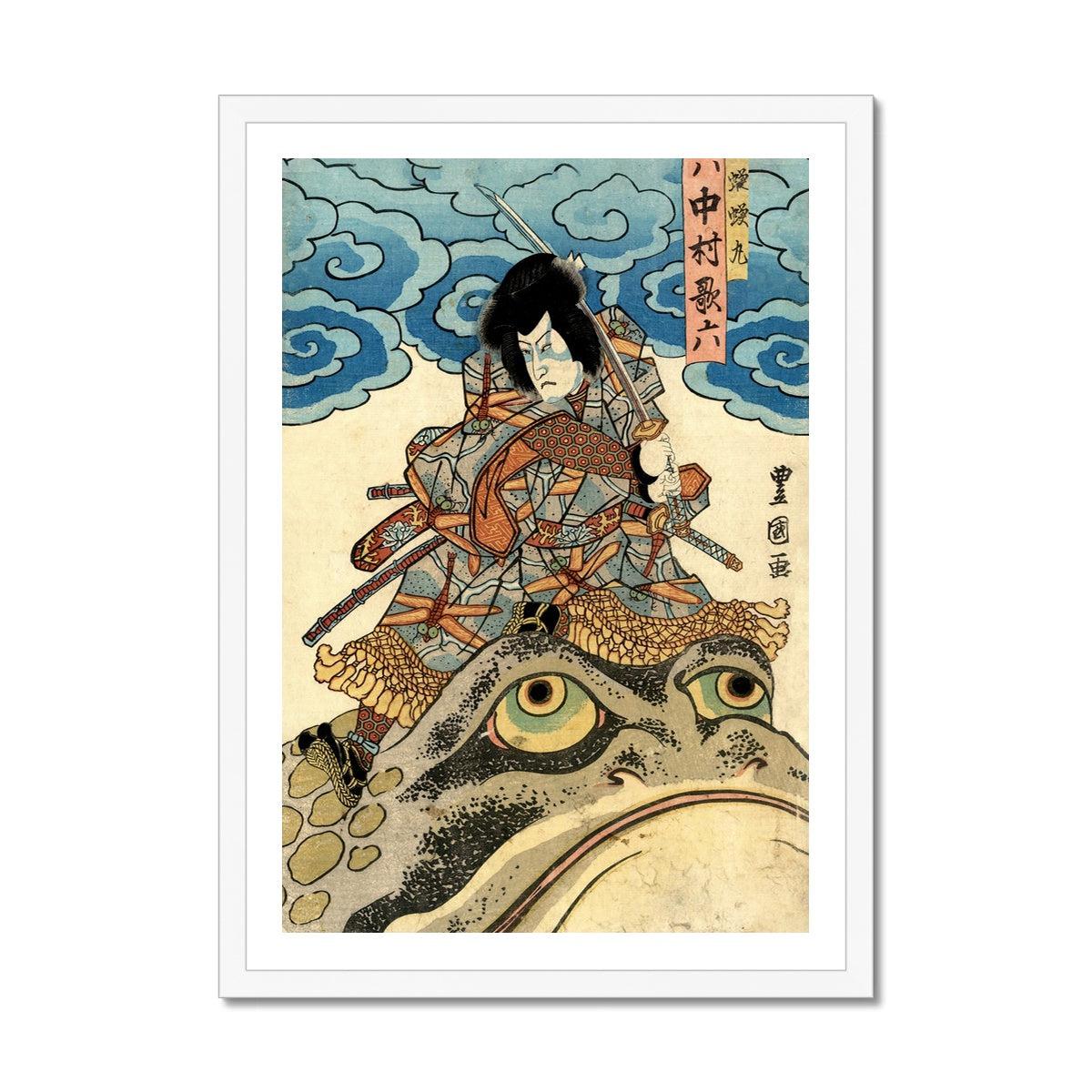 Framed Japanese Jiraiya Jiraya Giant Frog Toad Ninja Samurai Ukiyo-e Art Print