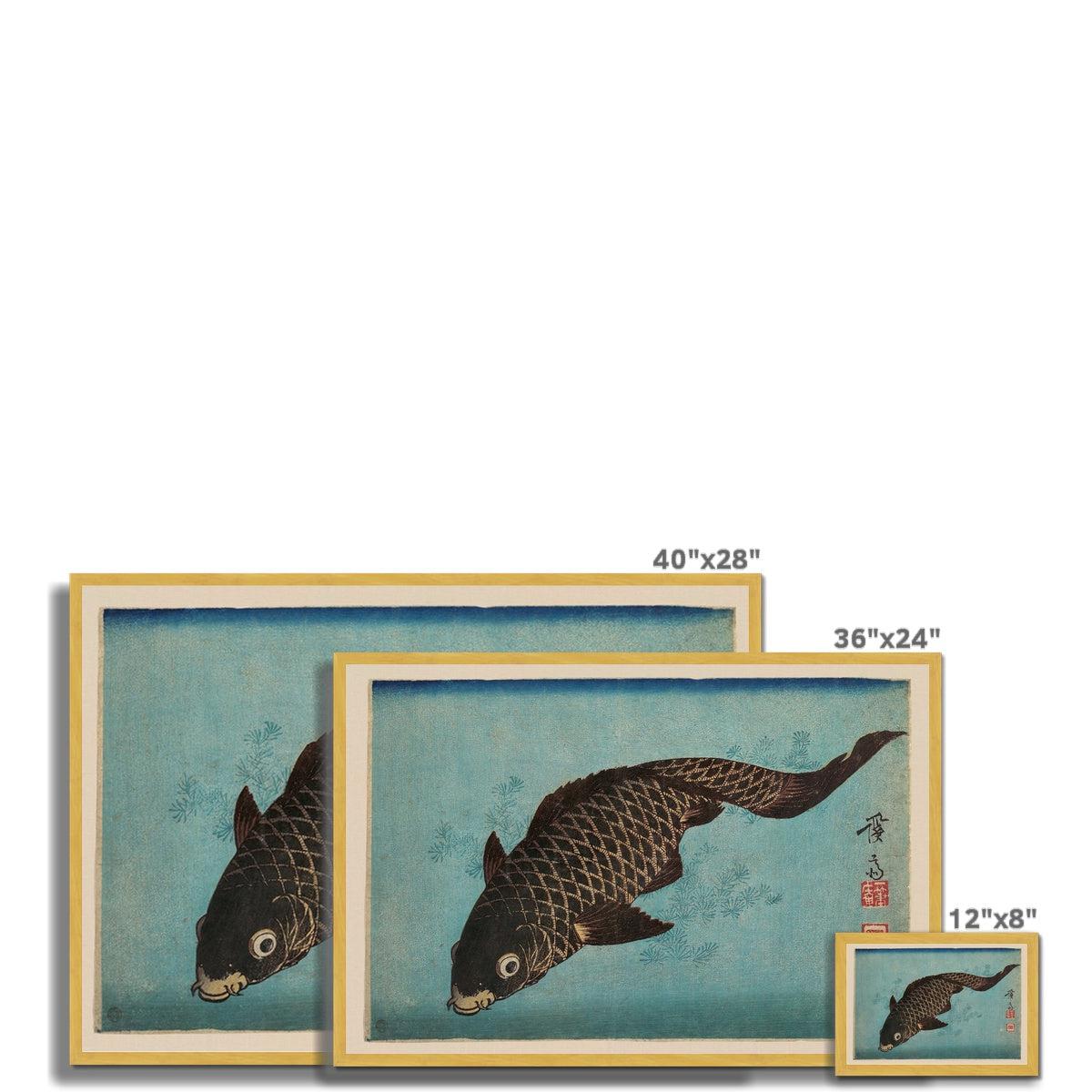 Fine art Framed Koi Carp, Keisai Eisen, Zen Traditional 19th-Century Japanese Edo Period Woodblock Antique Framed Art Print