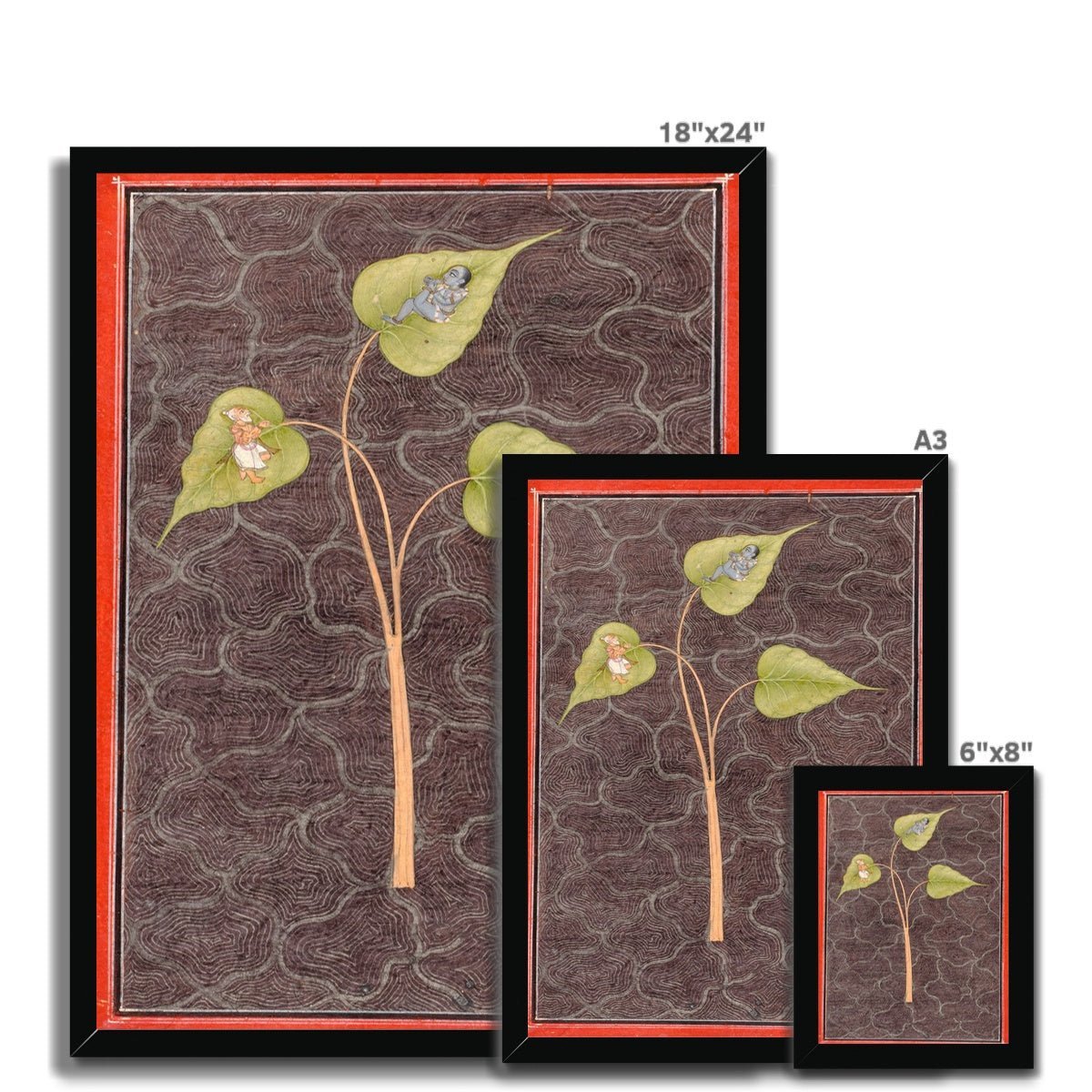 Framed Krishna and Markandeya in the Cosmic Ocean | Vishnu Divine Devotional Indian Hindu Framed Art Print