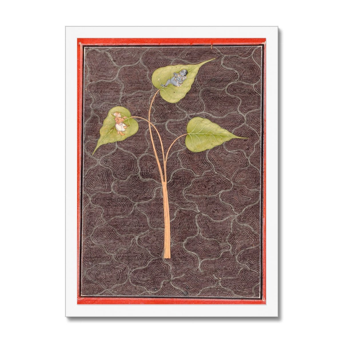 Framed Krishna and Markandeya in the Cosmic Ocean | Vishnu Divine Devotional Indian Hindu Framed Art Print