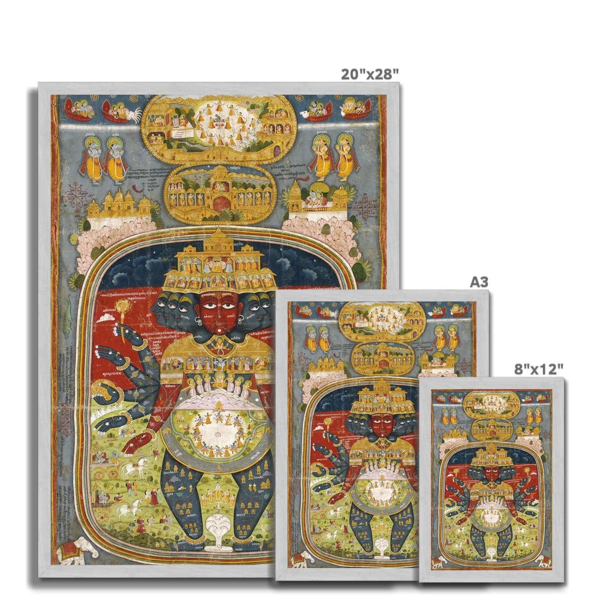 Framed Lord Krishna Cosmic Chart | Hindu Deity Divine Art | Brahma Shiva Framed Art Print
