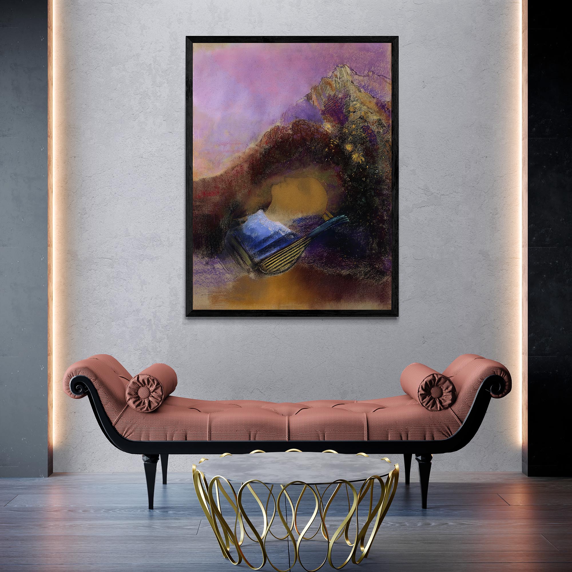 Fine art Framed Purple Orpheus | Greek Mythology Literary Tragedy | Odilon Redon Symbolist Surrealist Power of Music Framed Art Print