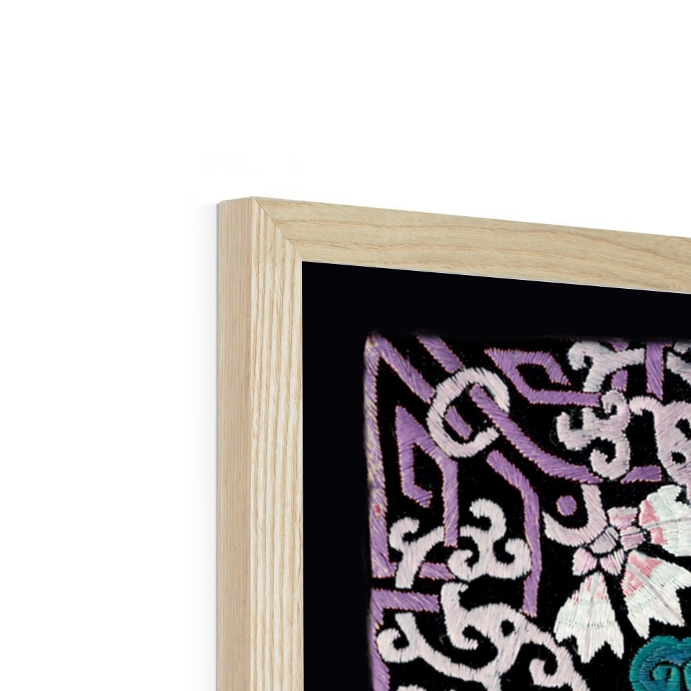 Framed Qing Dynasty, Traditional Chinese Silk Embroidery Pheasant Antique Mandarin Square Framed Art Print