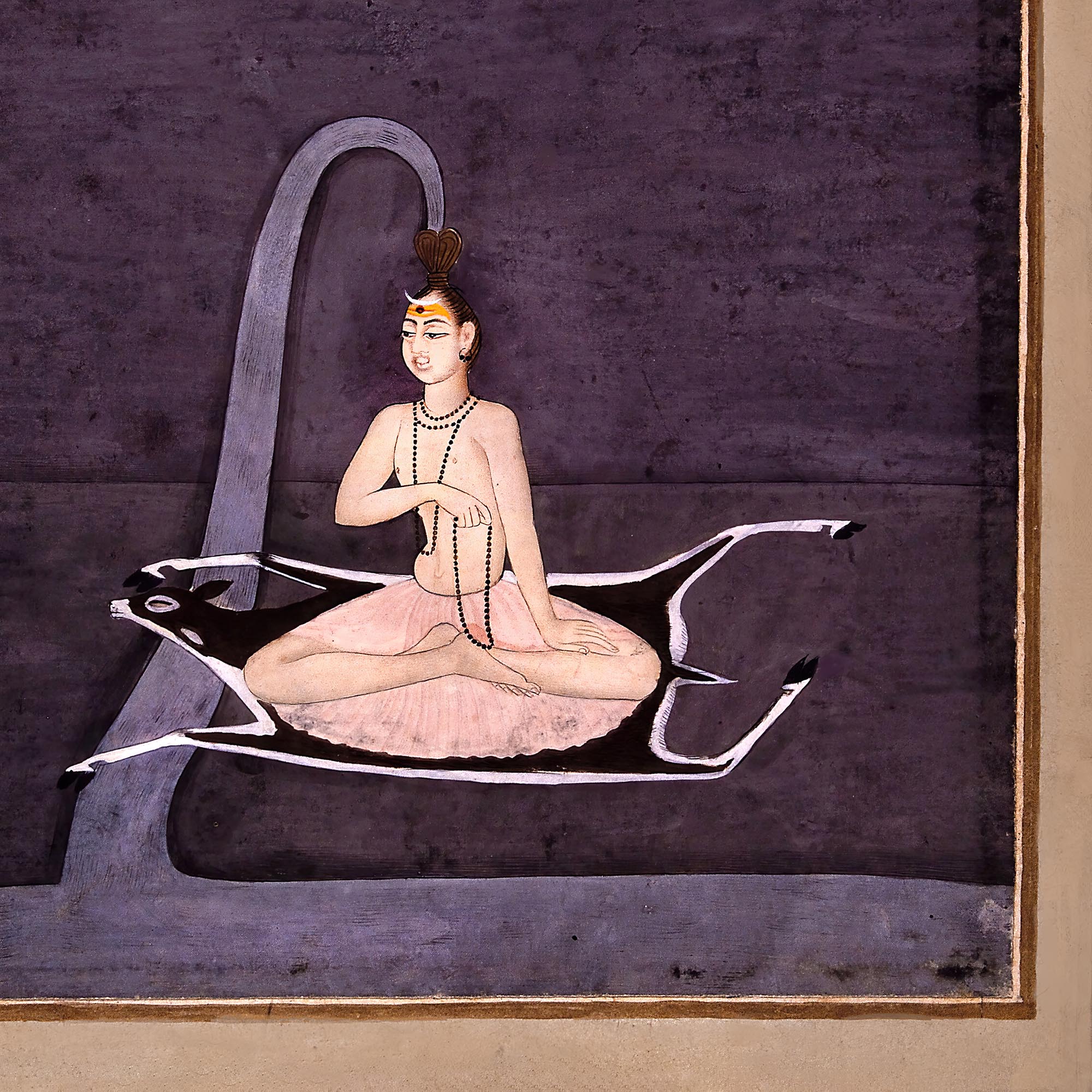 Fine art 6"x8" / Black Frame Shiva Seated on Deerskin Framed Print