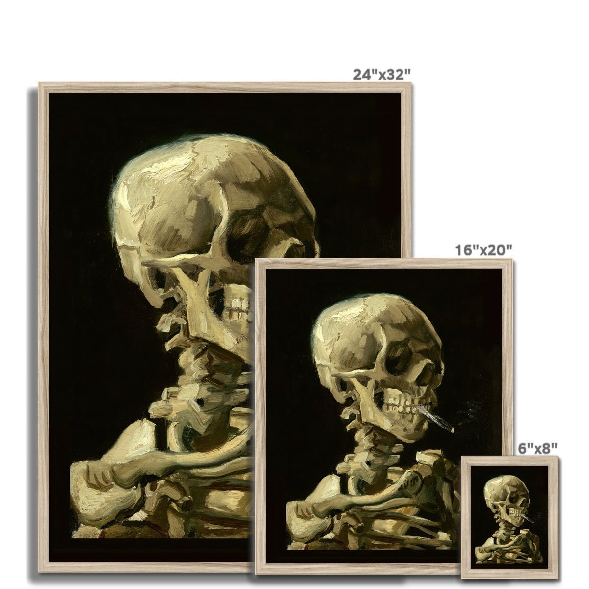 Framed Print Framed Spliff Skeleton Skull Smoking Cannabis Weed 420, Pot, Herb, Ganja, Marijuana, Stoner, Pothead Van Gogh Weed Framed Print