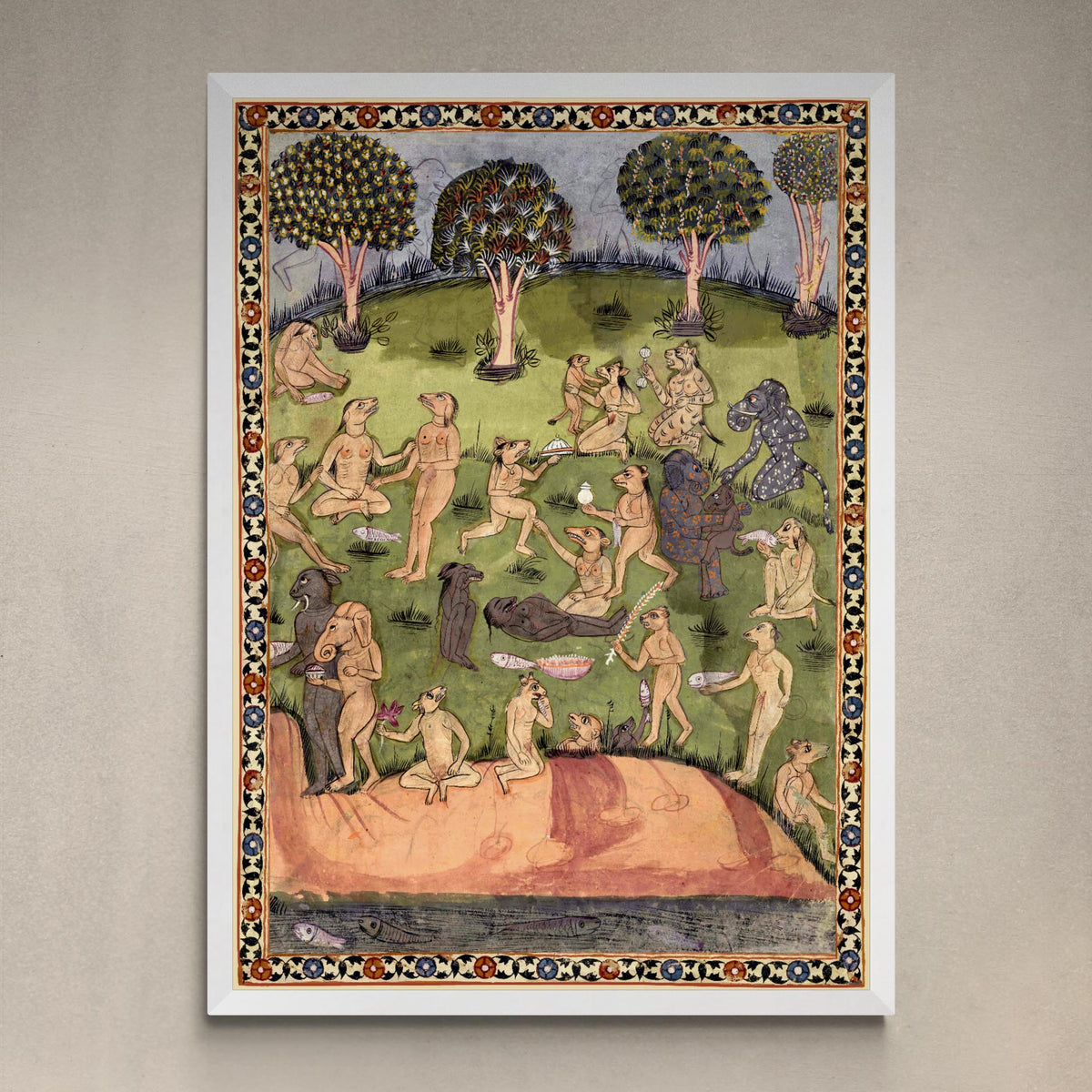 Framed Sufi Cosmology: Wonders and Oddities of Existence, Ancient Persian Codex | Arabic Illuminated Text Framed Art Print