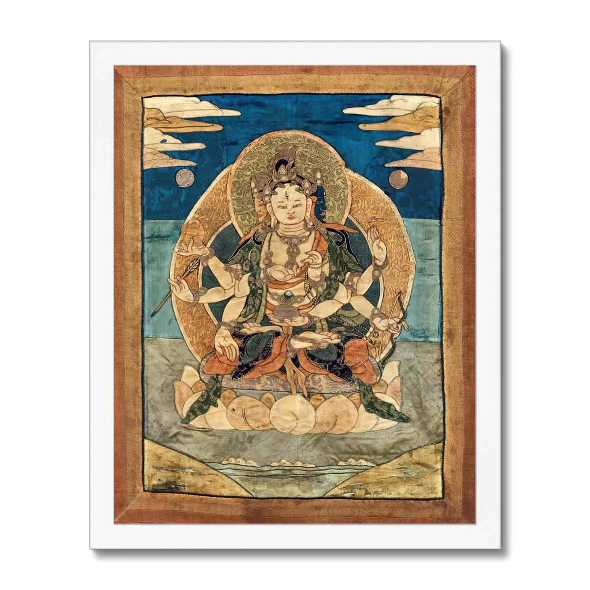 Framed Tibetan Sacred Feminist Dakini, Yogini | Thangka of Longevity and Healing | Buddhist Deity Framed Art Print