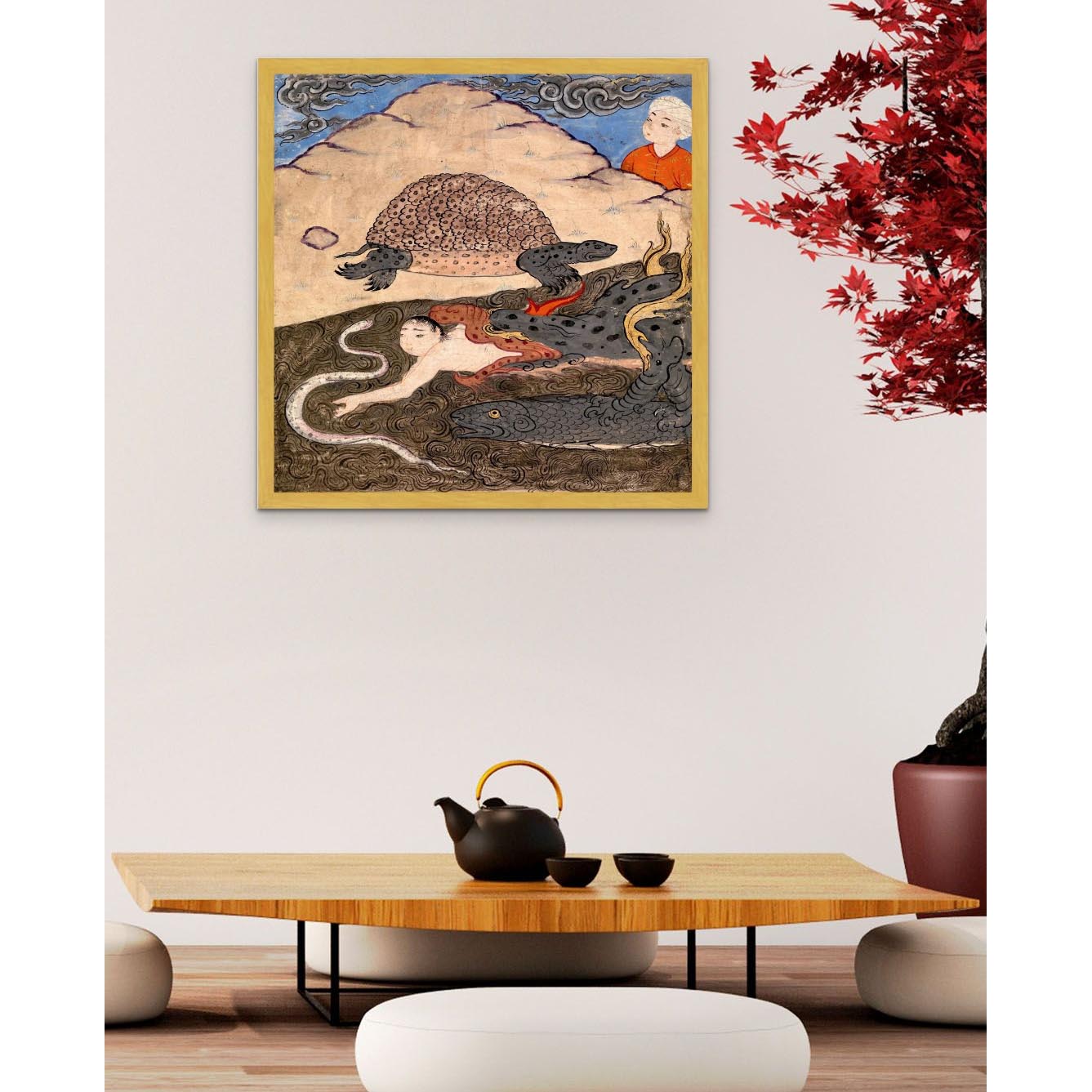 Framed Tortoise, Dragon, and Snake | Wonders of Creation Medieval Islamic Persian Mythology Vintage Framed Art Print