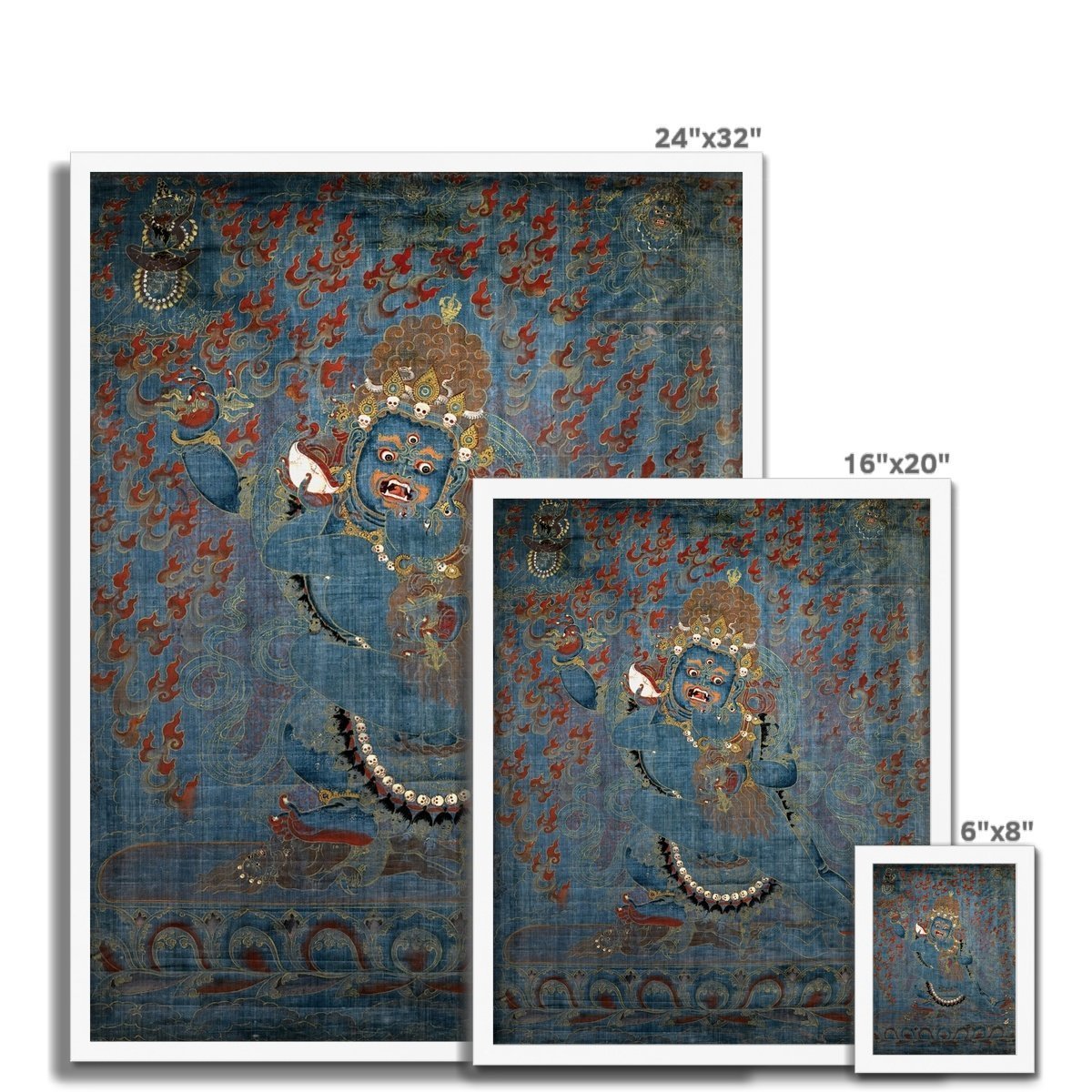 Framed Vajrapani and Consort, Tibetan, 15th-16th Century Antique Vintage Gift | Buddhist Protector Deity Thangka Boho Decor Framed Art Print