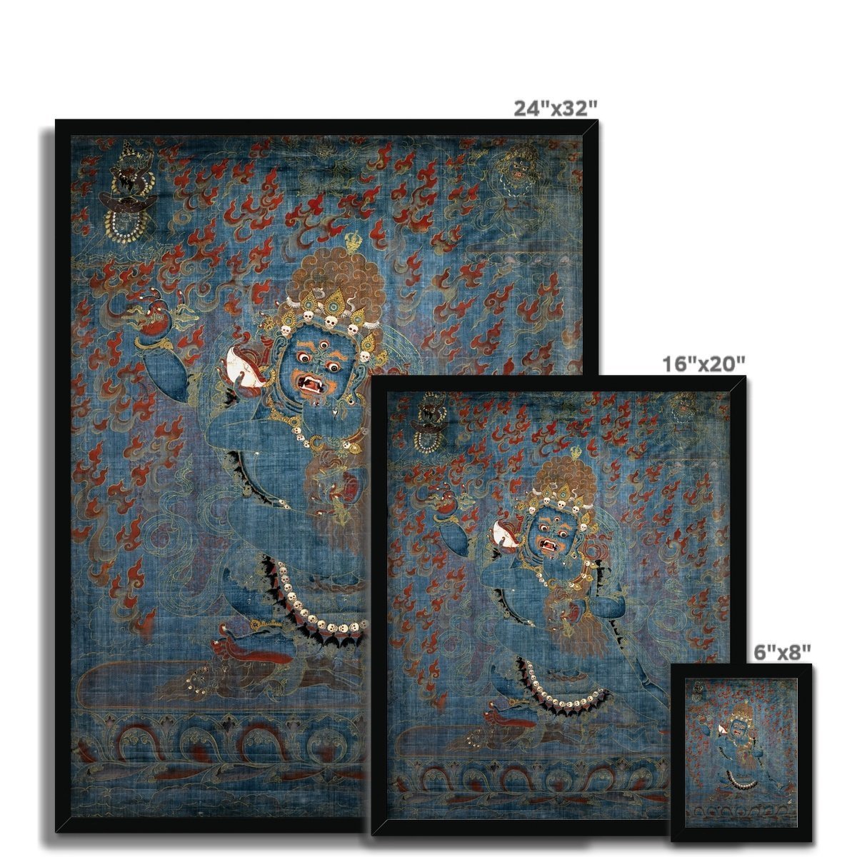 Framed Vajrapani and Consort, Tibetan, 15th-16th Century Antique Vintage Gift | Buddhist Protector Deity Thangka Boho Decor Framed Art Print