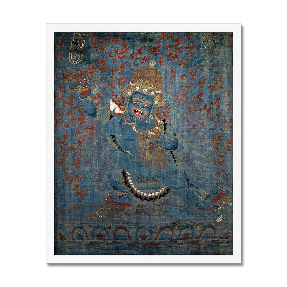 Framed Vajrapani and Consort, Tibetan, 15th-16th Century Antique Vintage Gift | Buddhist Protector Deity Thangka Boho Decor Framed Art Print