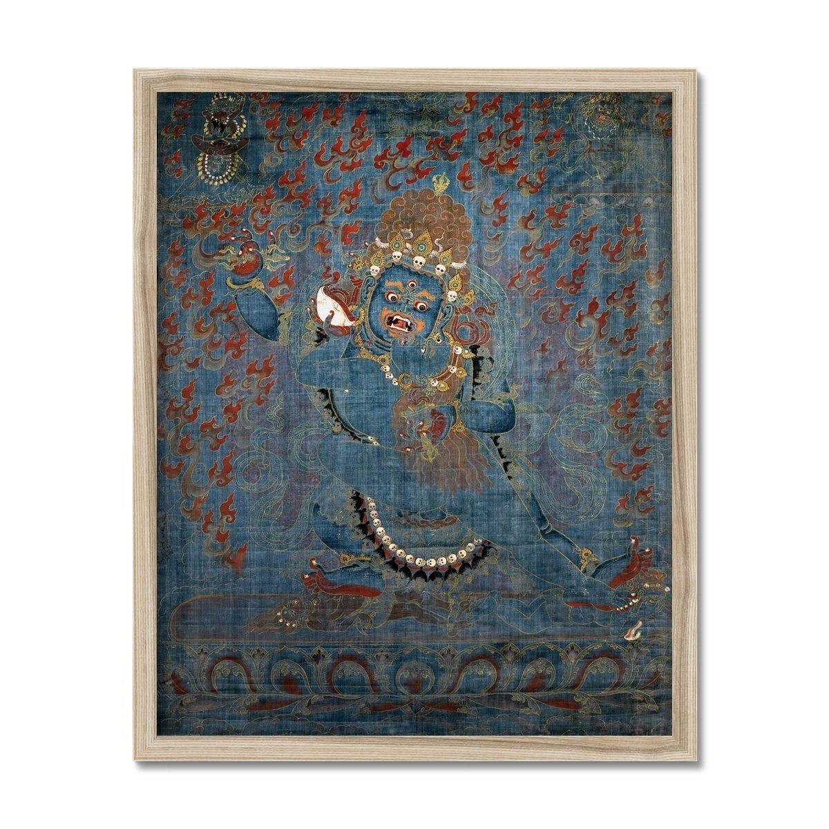 Framed Vajrapani and Consort, Tibetan, 15th-16th Century Antique Vintage Gift | Buddhist Protector Deity Thangka Boho Decor Framed Art Print