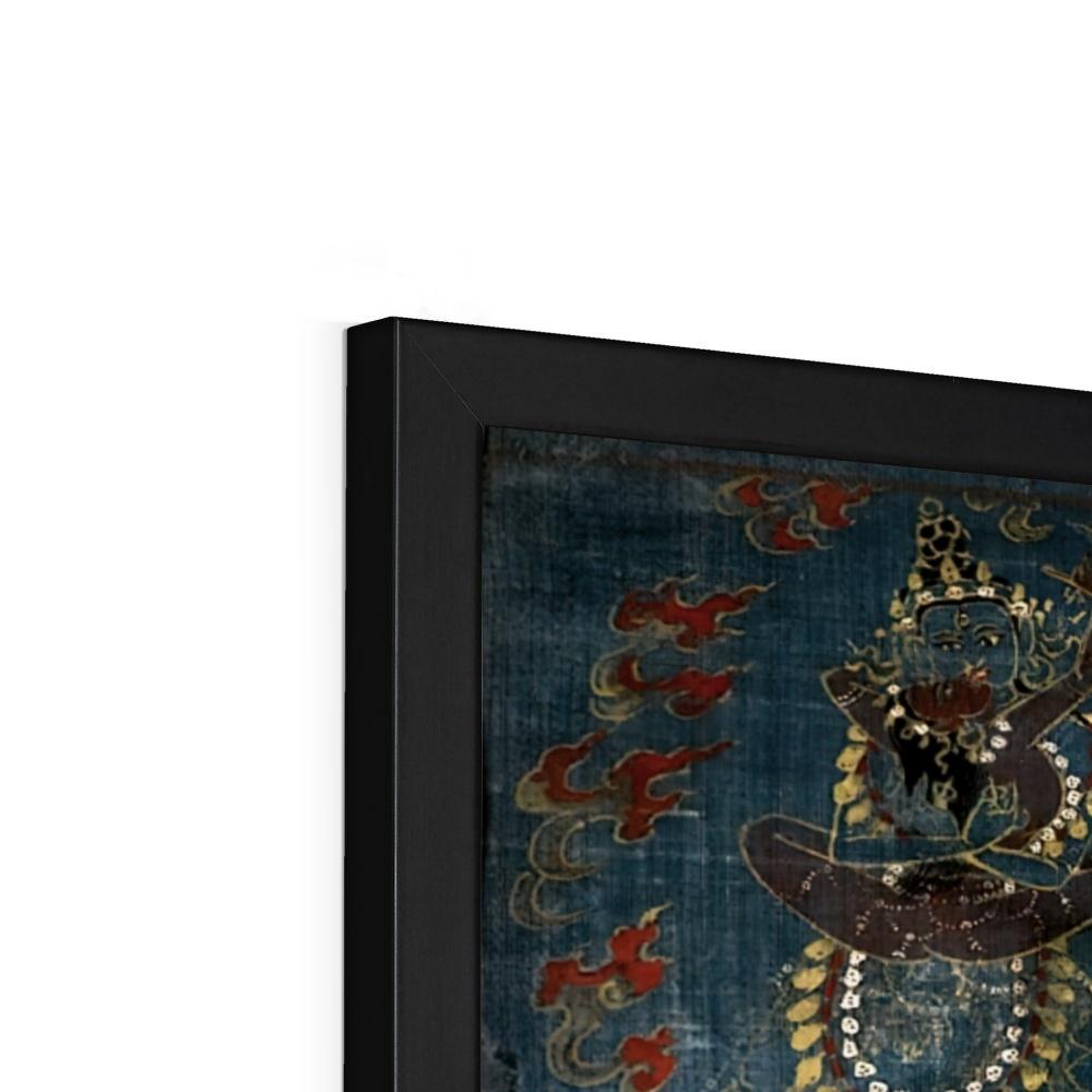 Framed Vajrapani and Consort, Tibetan, 15th-16th Century Antique Vintage Gift | Buddhist Protector Deity Thangka Boho Decor Framed Art Print