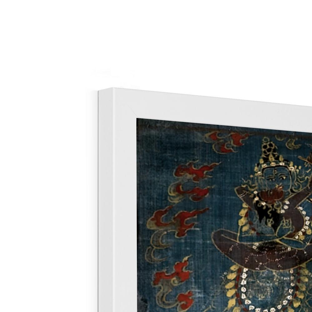 Framed Vajrapani and Consort, Tibetan, 15th-16th Century Antique Vintage Gift | Buddhist Protector Deity Thangka Boho Decor Framed Art Print