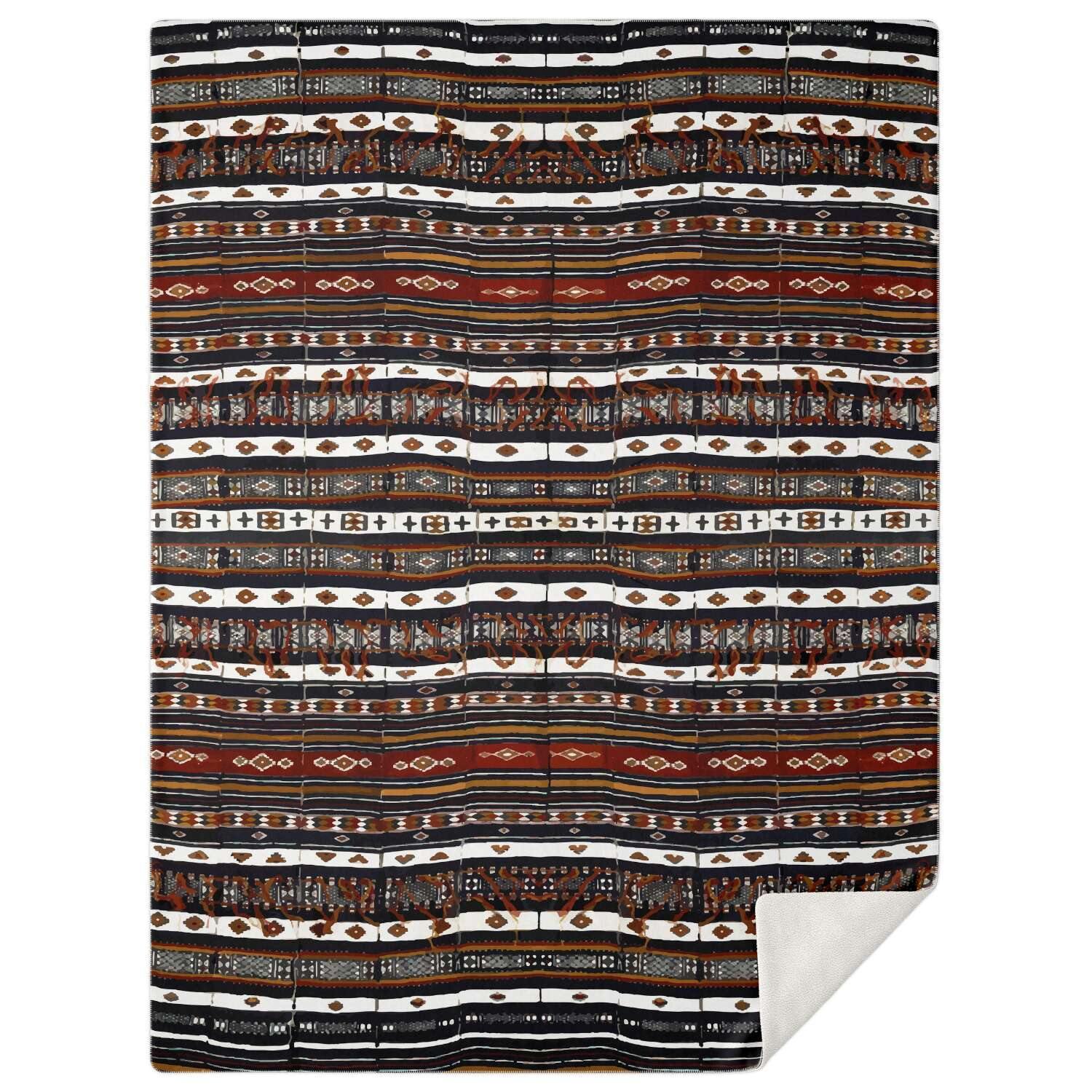 Sherpa Fleece Blanket M Fulani Culture Blanket Design | Sherpa Textile Fleece Blanket