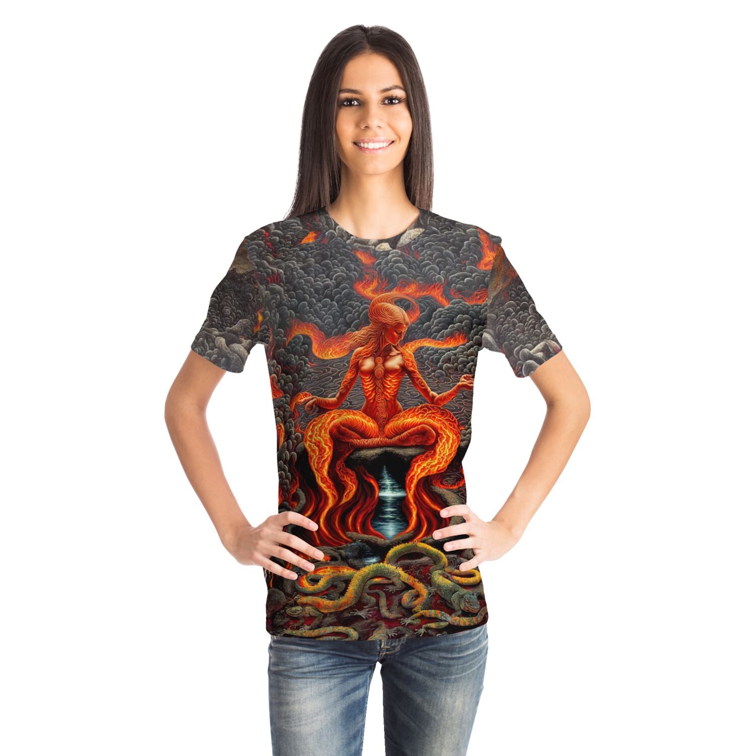 T-shirt Gaia: Elemental Goddess of Earth, Wind, Fire, Water | Mother Earth, Born out of Chaos | Empowered Woman, James Lovelock Graphic Art T-Shirt